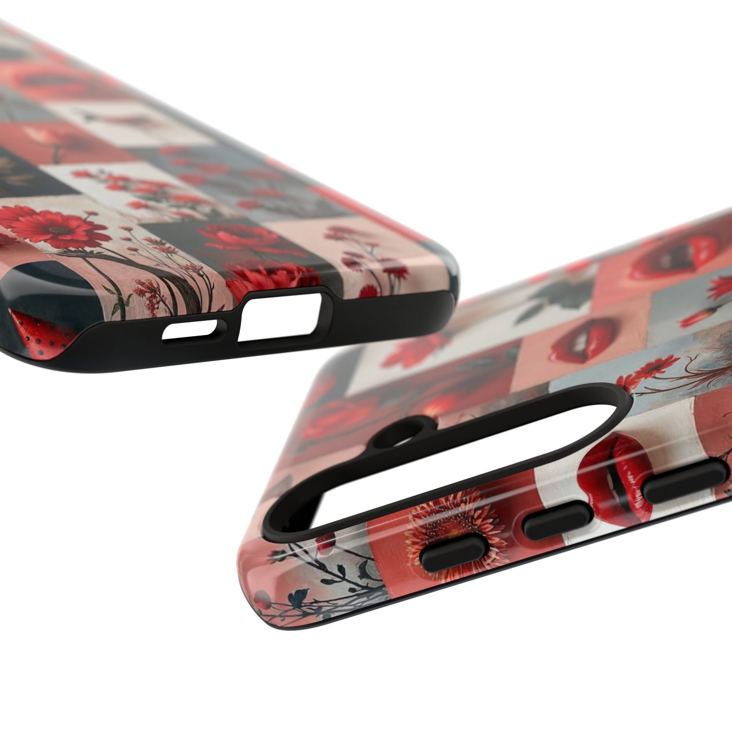 Red Flowers & Lips Collage Phone Case