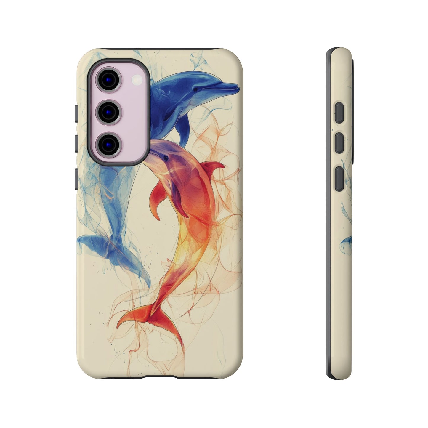 Elemental Dolphins: Fire & Water Fusion Phone Case for iPhone, Samsung & Pixel