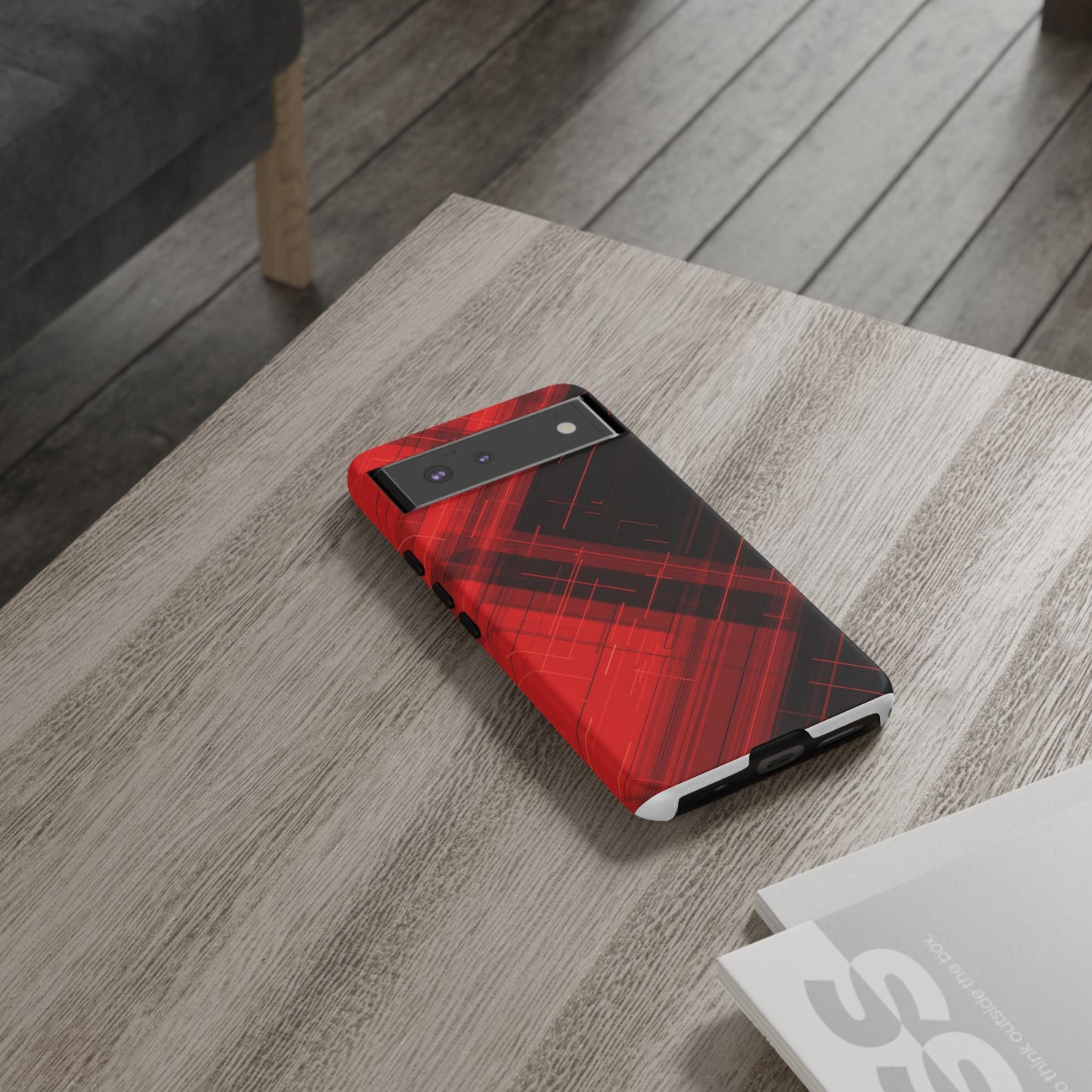Abstract Red and Black Geometric Pattern
