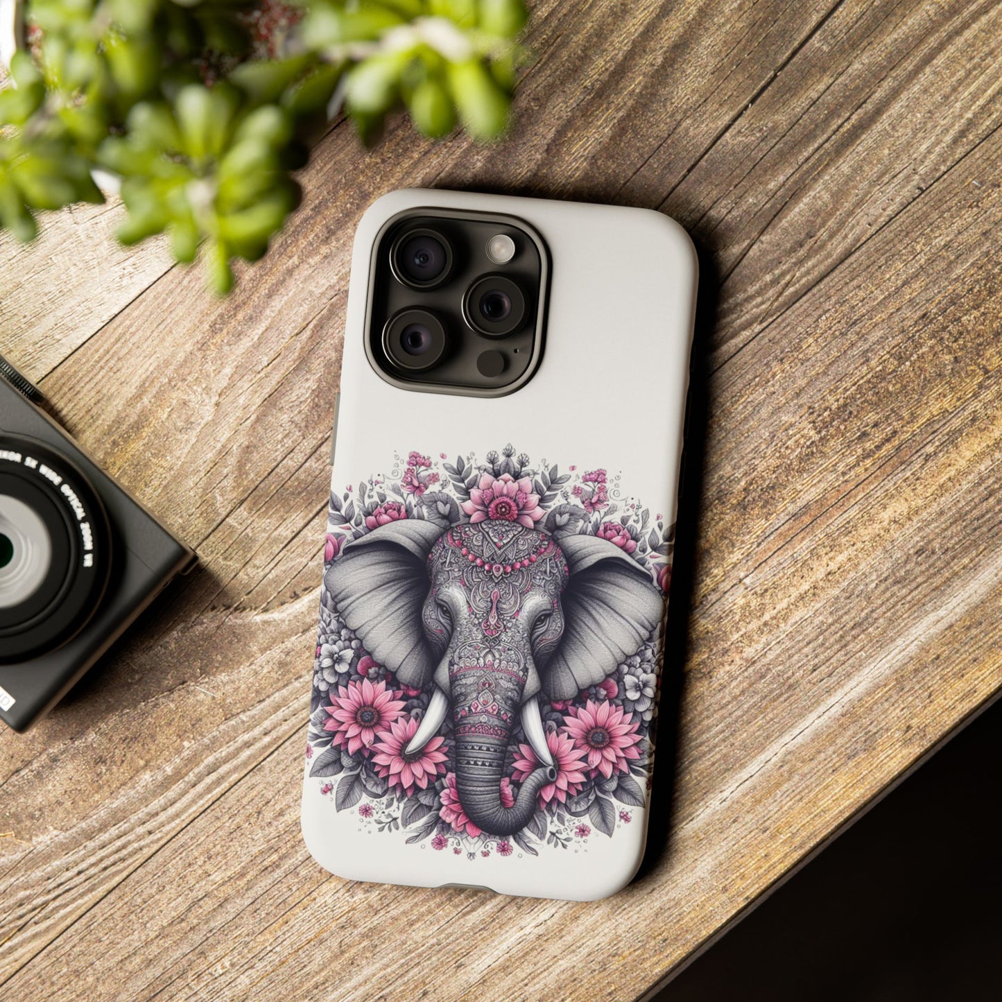 Intricate Floral Elephant Mobile Cover – Mandala-Inspired Boho Art
