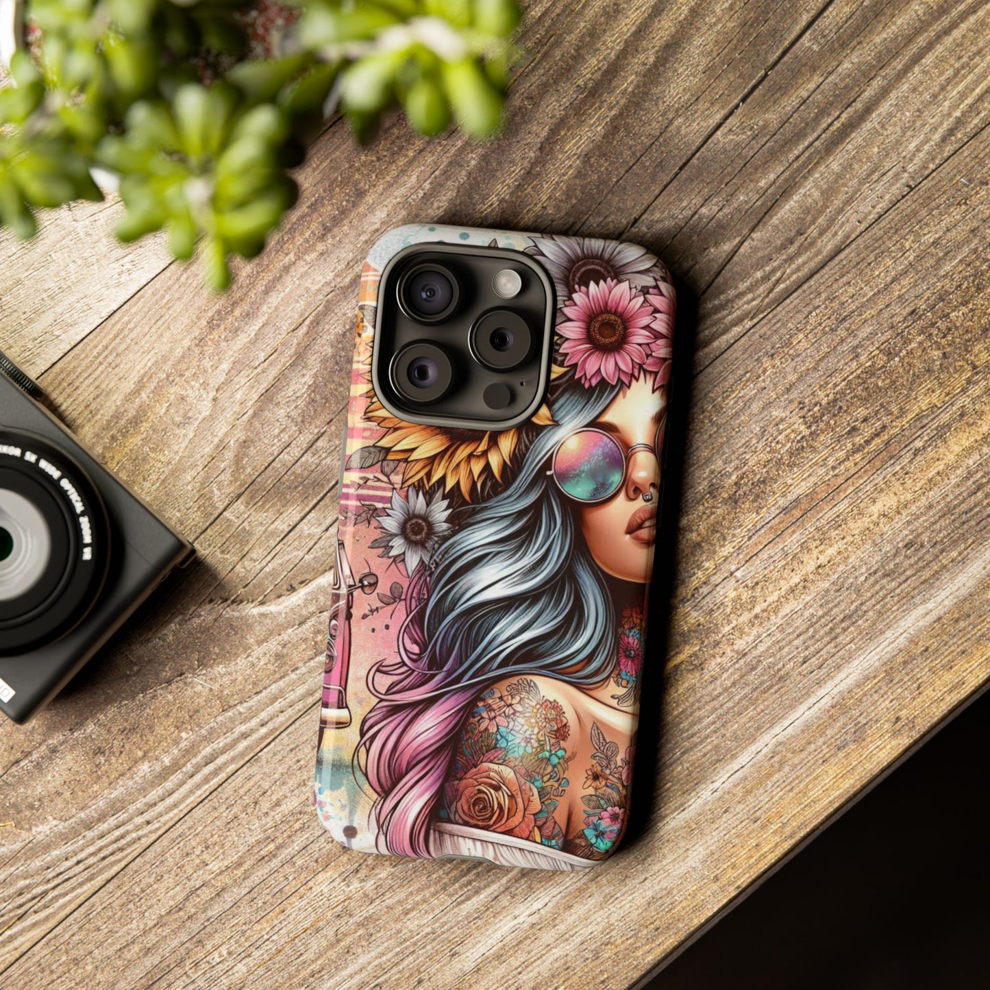 Retro Boho Wanderer – Sunflower Hippie Van Mobile Cover