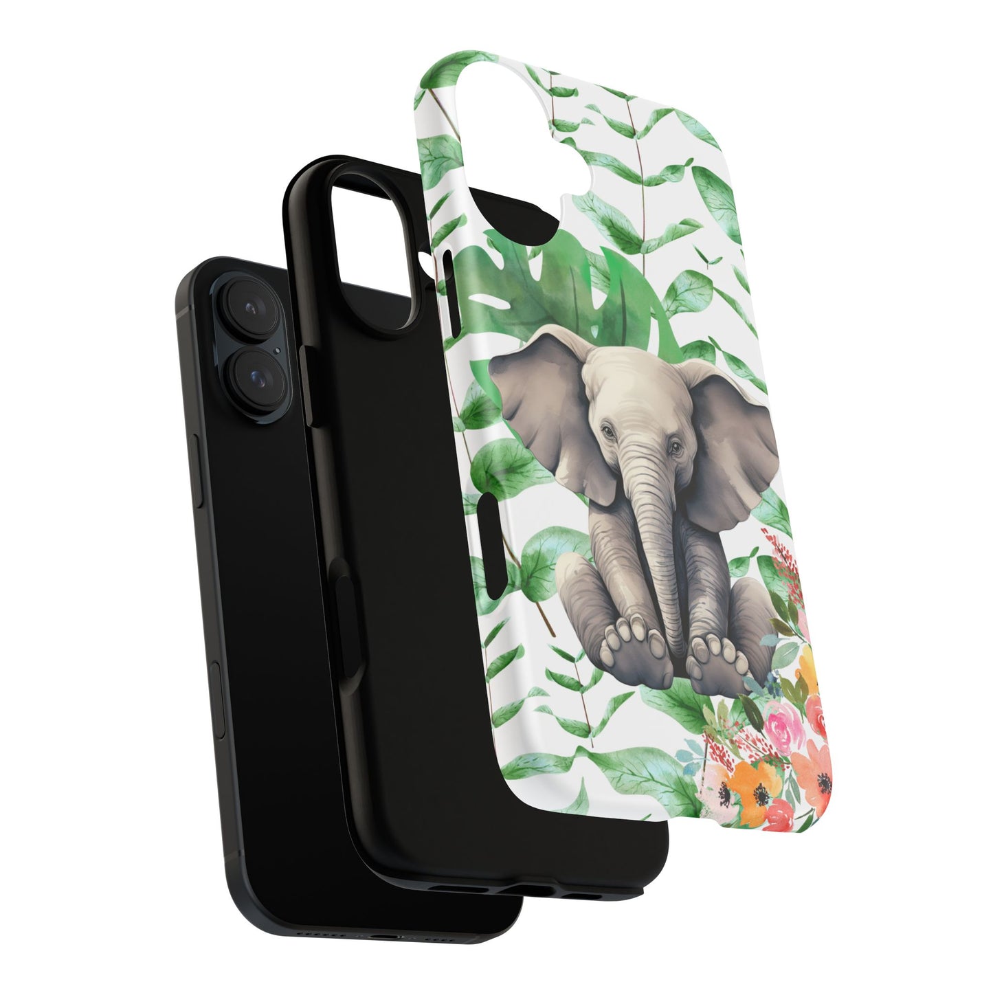 Cute Baby Elephant Mobile Cover – Floral & Tropical Aesthetic