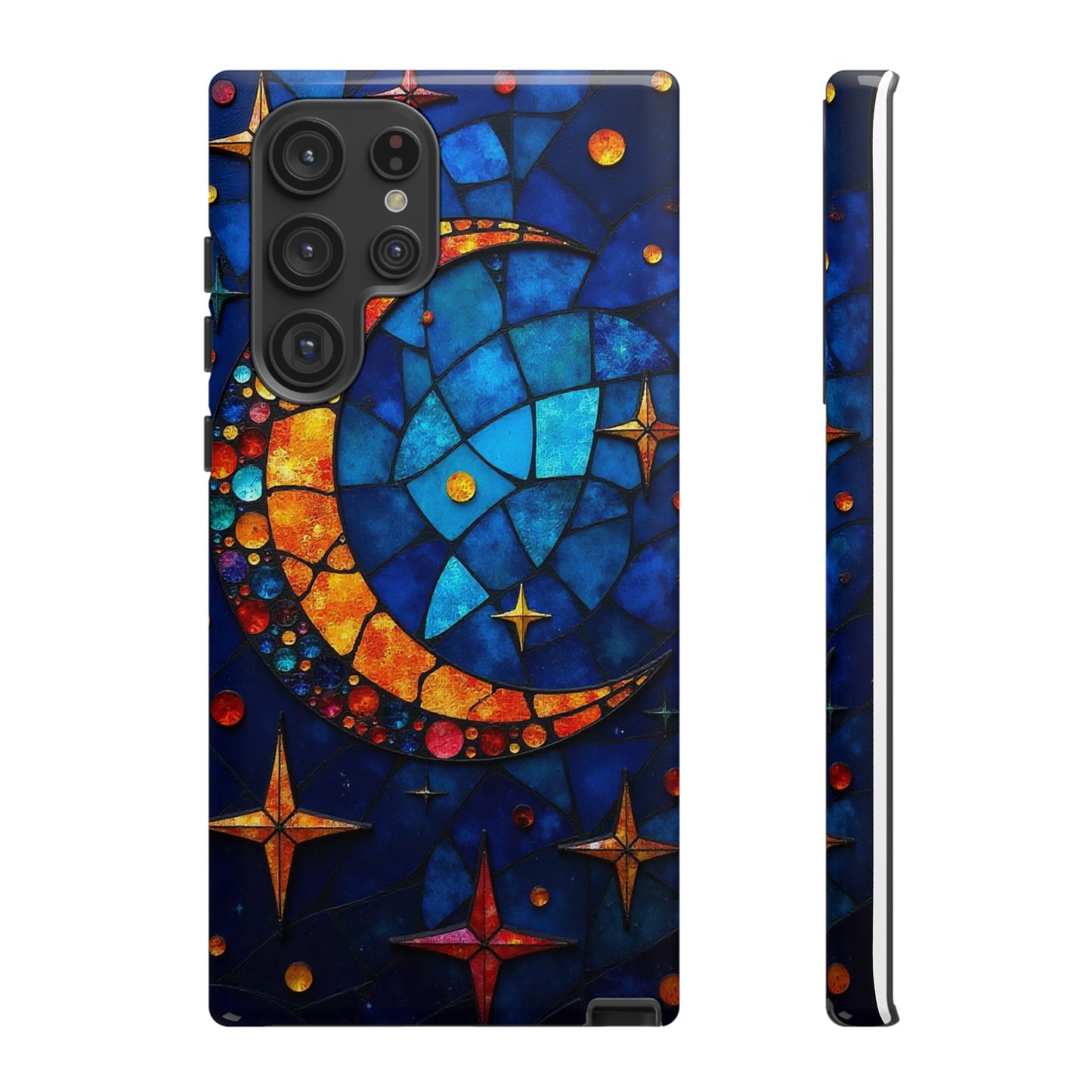 Celestial Crescent: Moon and Stars in Color