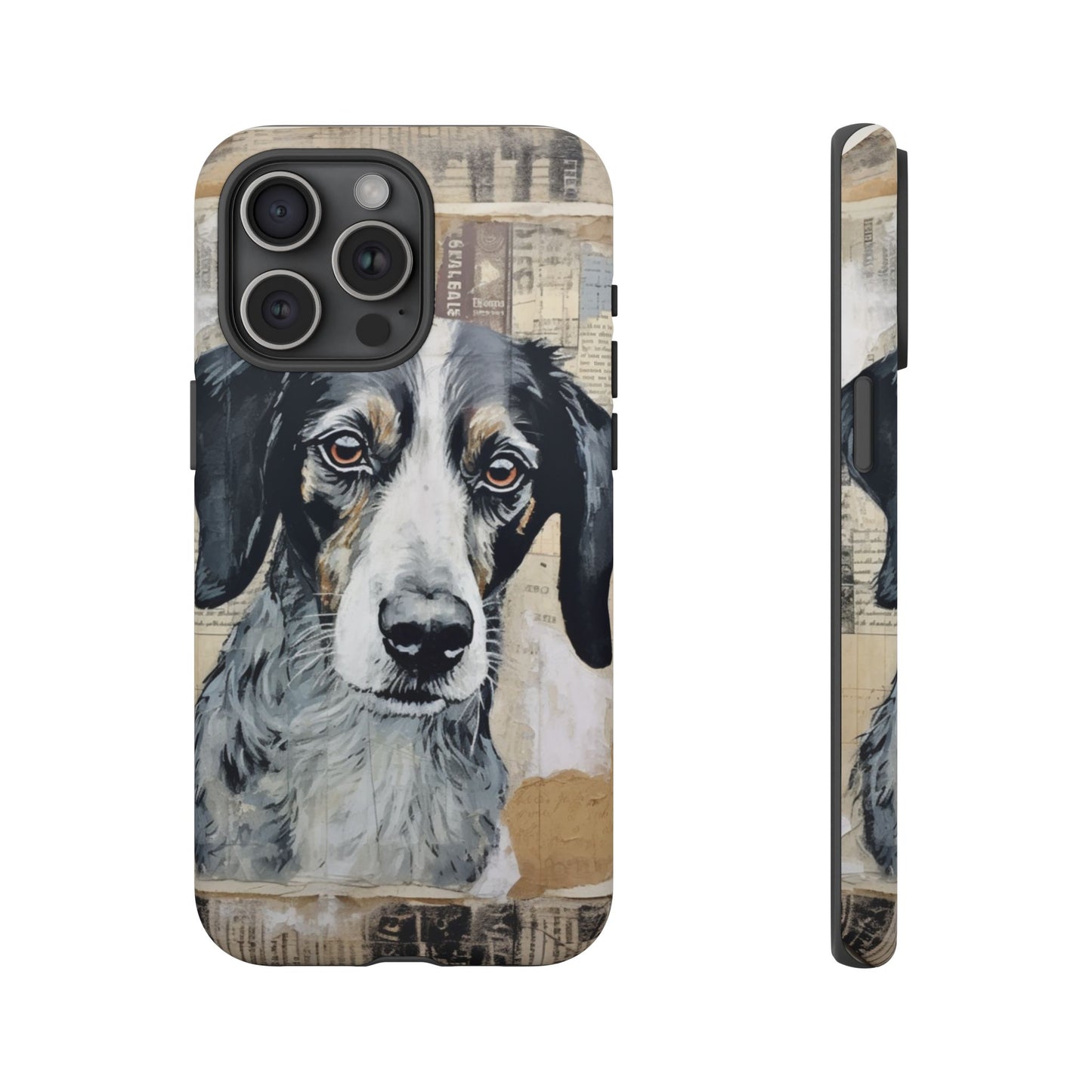 Personalized Rustic Dog Portrait – Vintage Collage Art Style