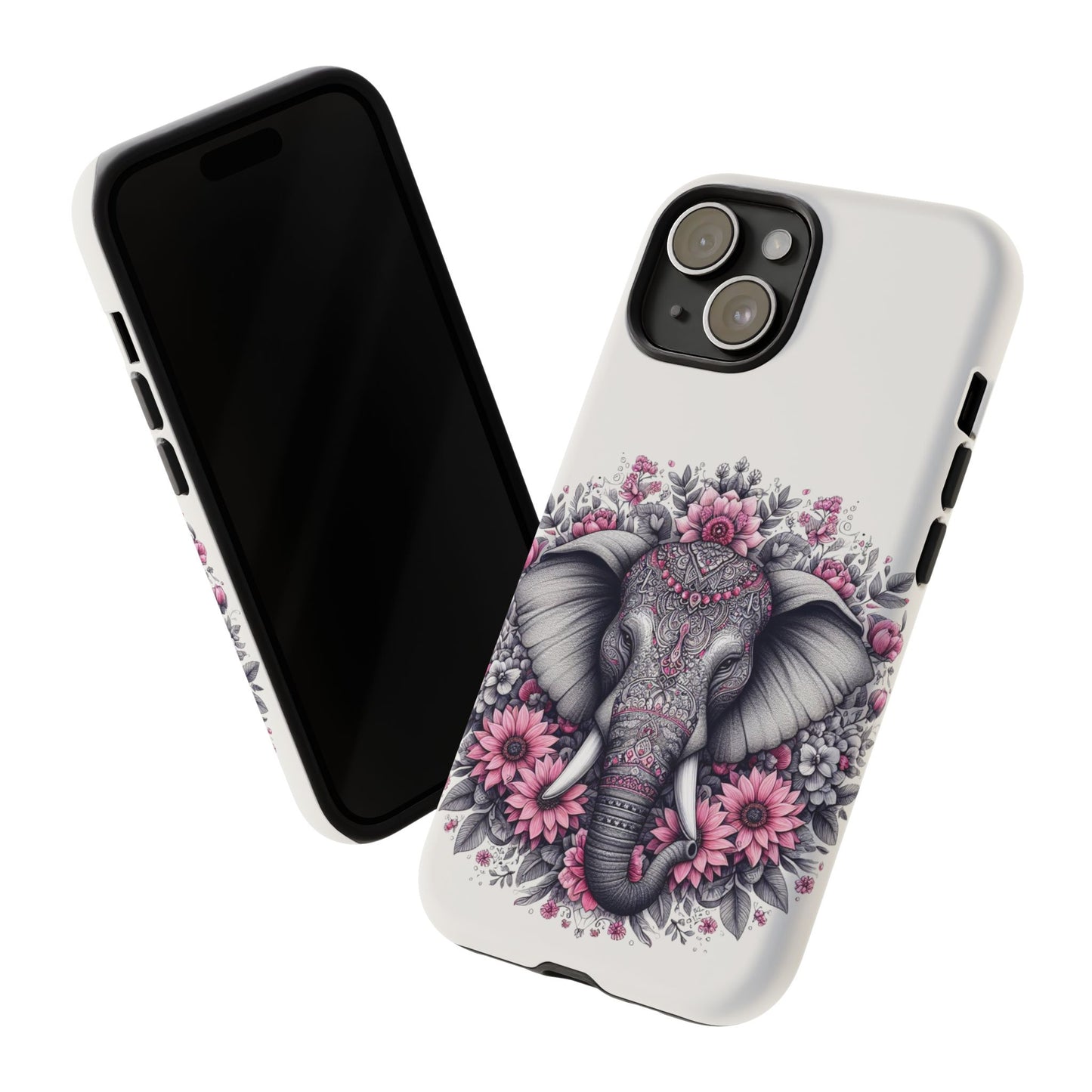 Intricate Floral Elephant Mobile Cover – Mandala-Inspired Boho Art