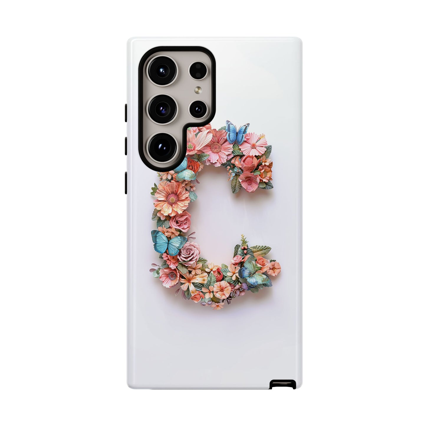 Floral Letter C Phone Case β Personalized Aesthetic Cover for iPhone, Samsung & Google Pixel