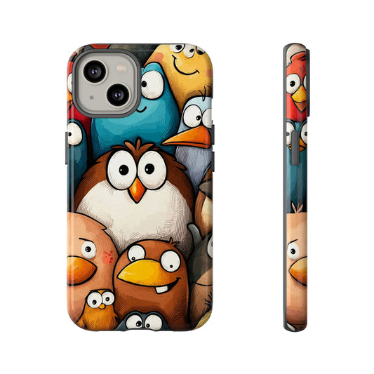 Quirky Bird Squad Anime Phone Case for iPhone, Samsung, Google Pixel