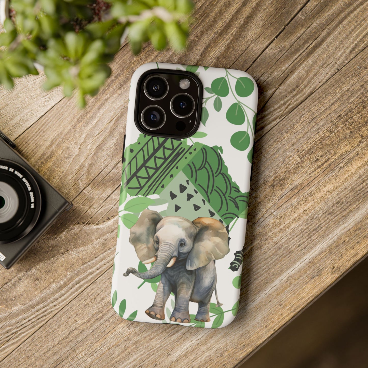 Playful Baby Elephant Mobile Cover – Tropical Boho Art