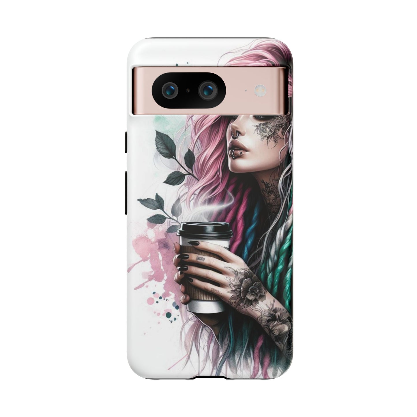 Boho Rebel – Vibrant Dreadlocks & Tattooed Coffee Lover Mobile Cover
