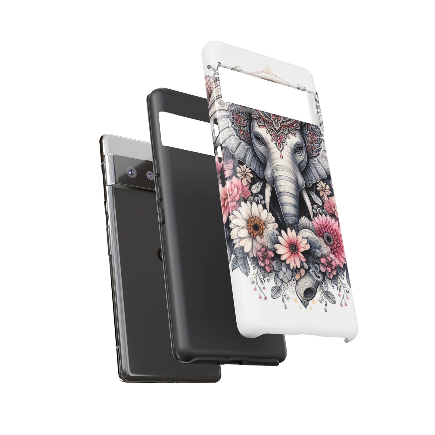 Royal Elephant Mandala Phone Case – Intricate Bohemian Floral Design