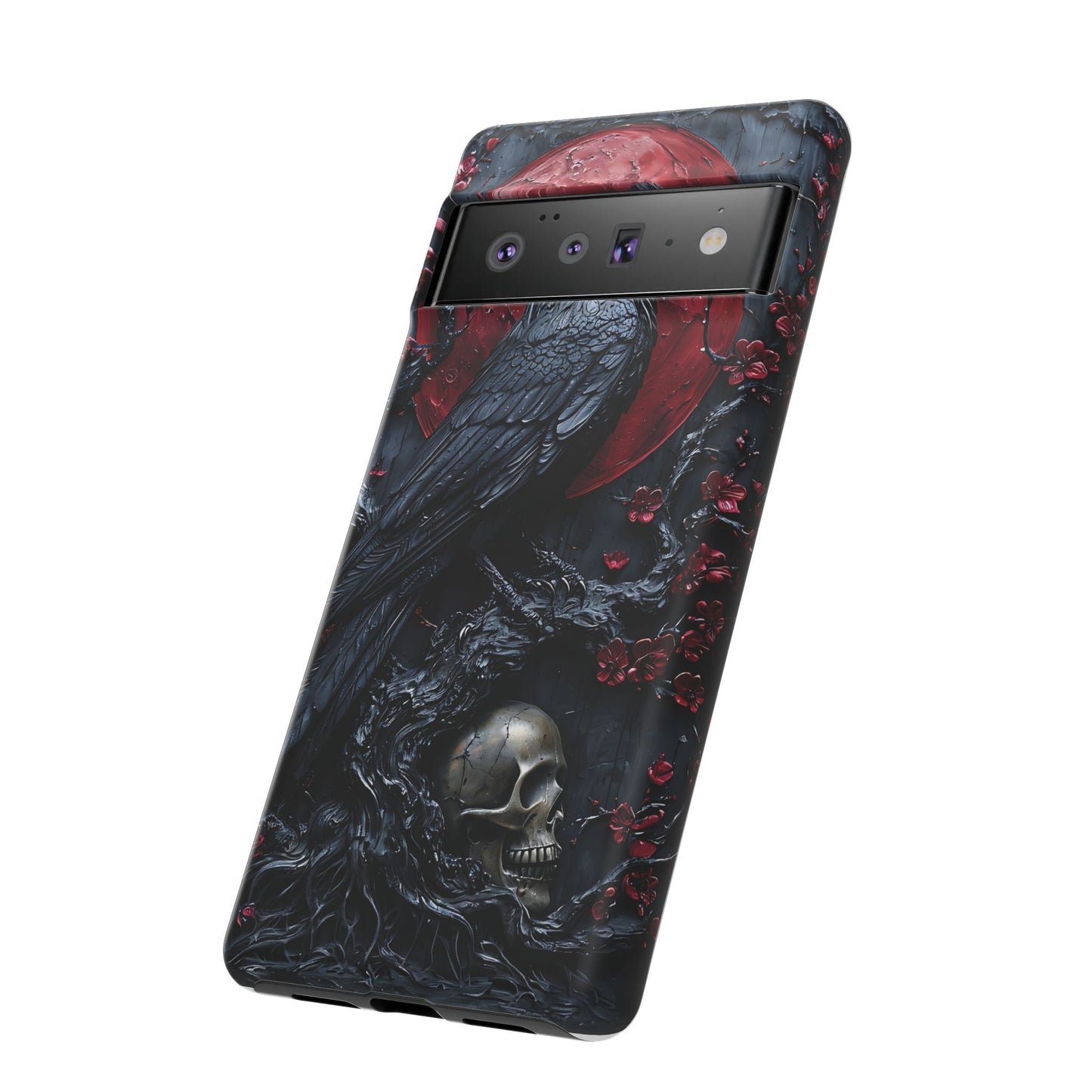 Gothic Sculpture Of Raven On Charcoal Tree Branch phone case design