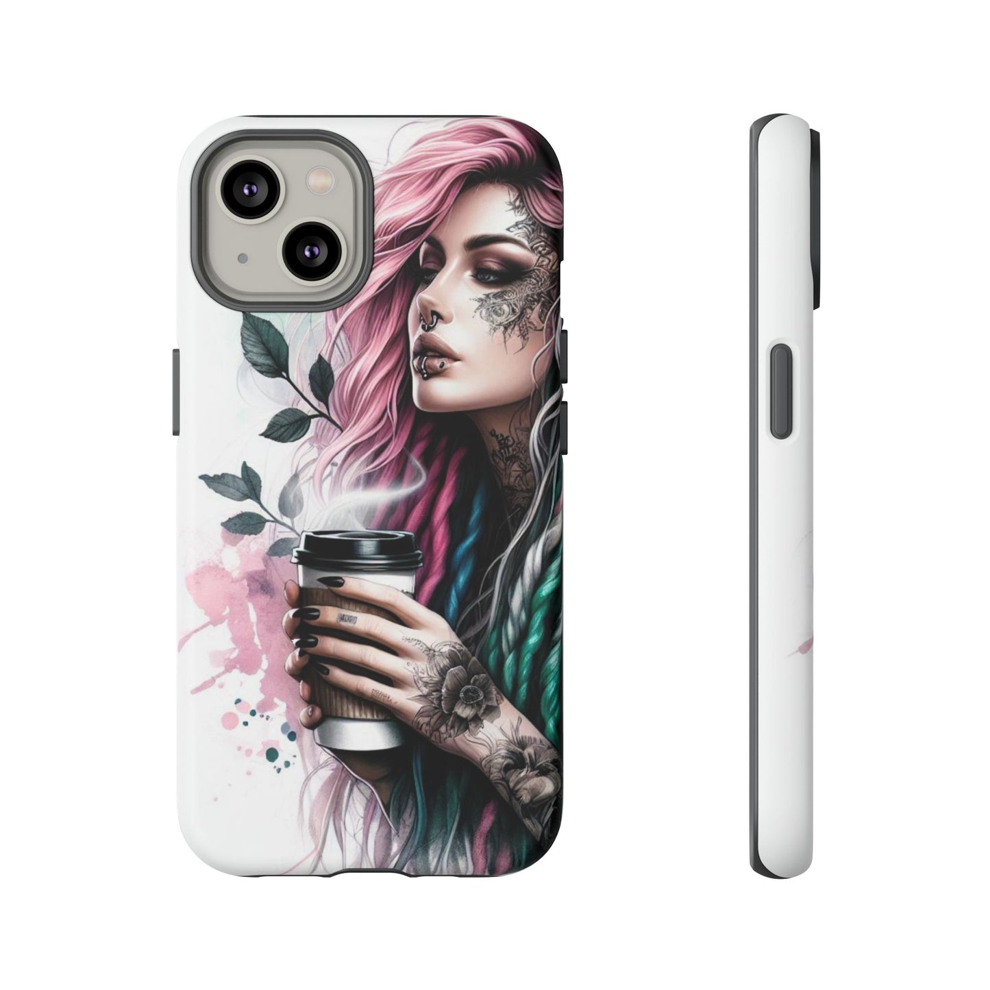 Boho Rebel – Vibrant Dreadlocks & Tattooed Coffee Lover Mobile Cover