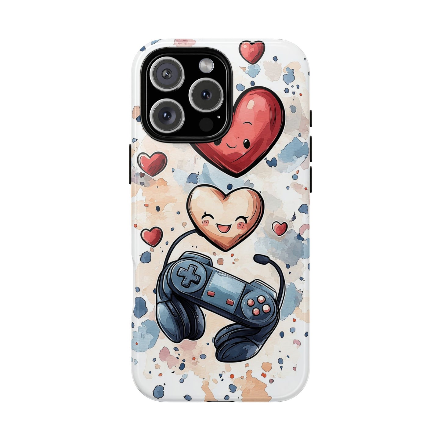 Gaming Love: Kawaii Hearts Anime Phone Case for iPhone, Samsung, Google Pixel