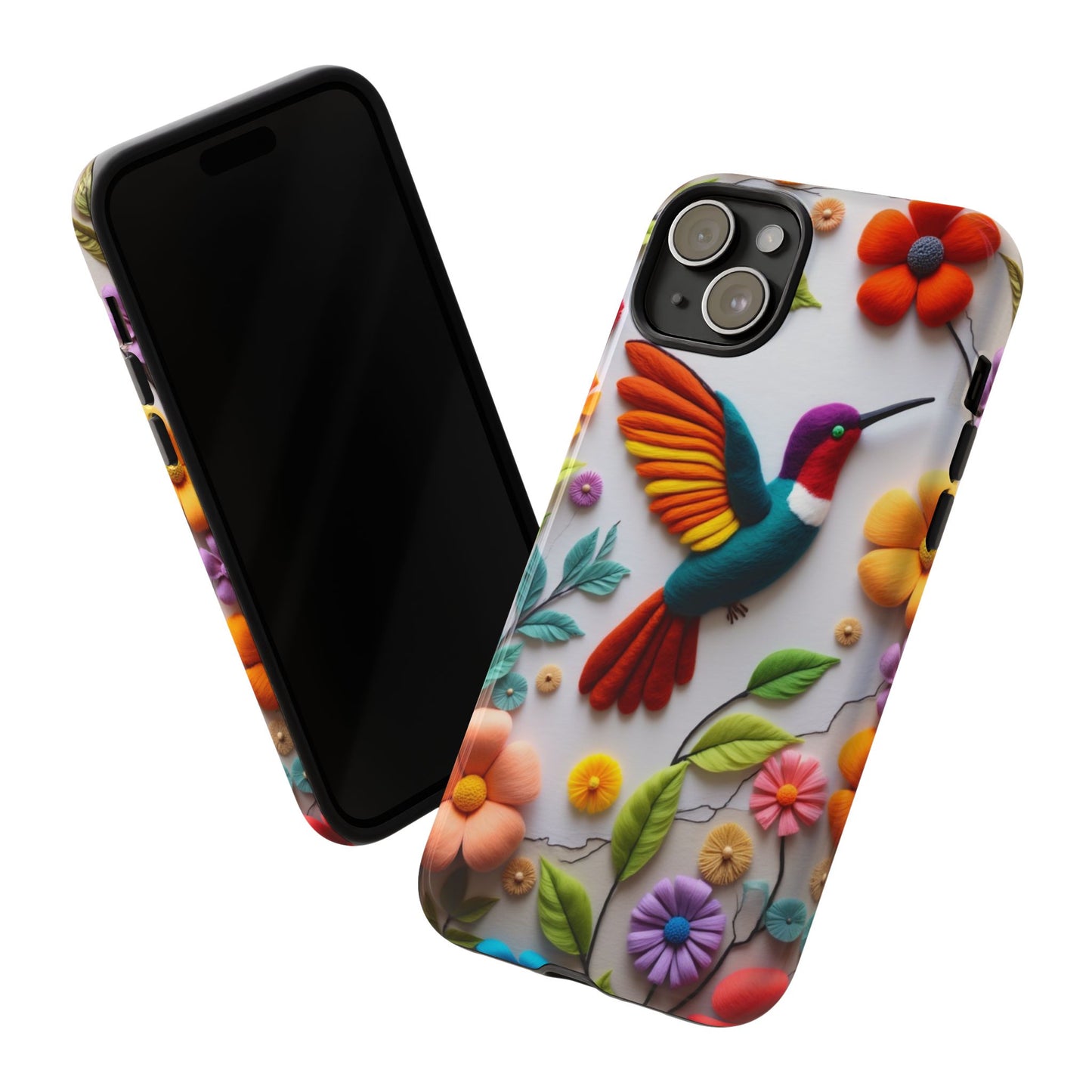 Embroidered Hummingbird with Floral Design | Nature's Elegant Stitch | iPhone 16 Pro
