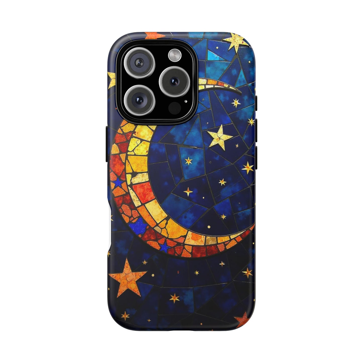 Celestial Crescent: Vibrant Moon and Stars Phone Case
