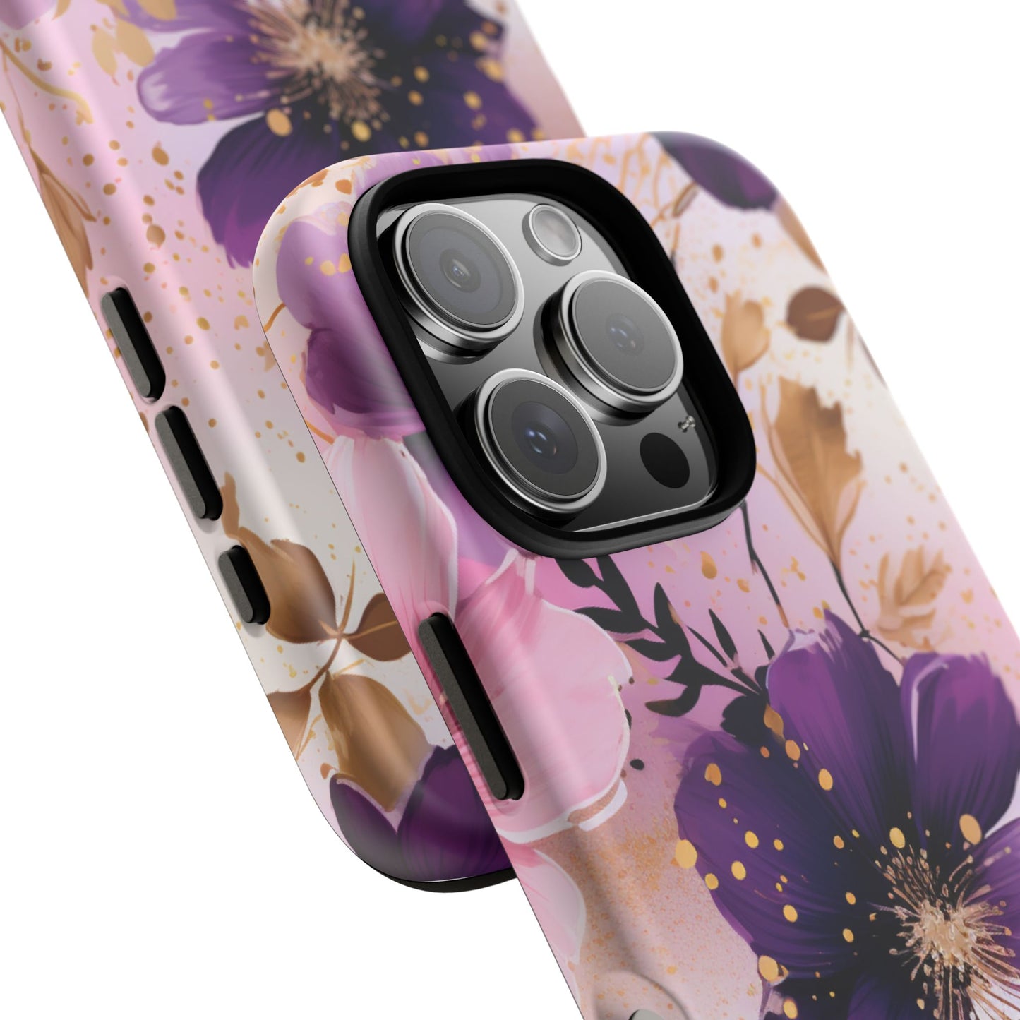 Luxury Purple & Gold Floral Aesthetic Mobile Case
