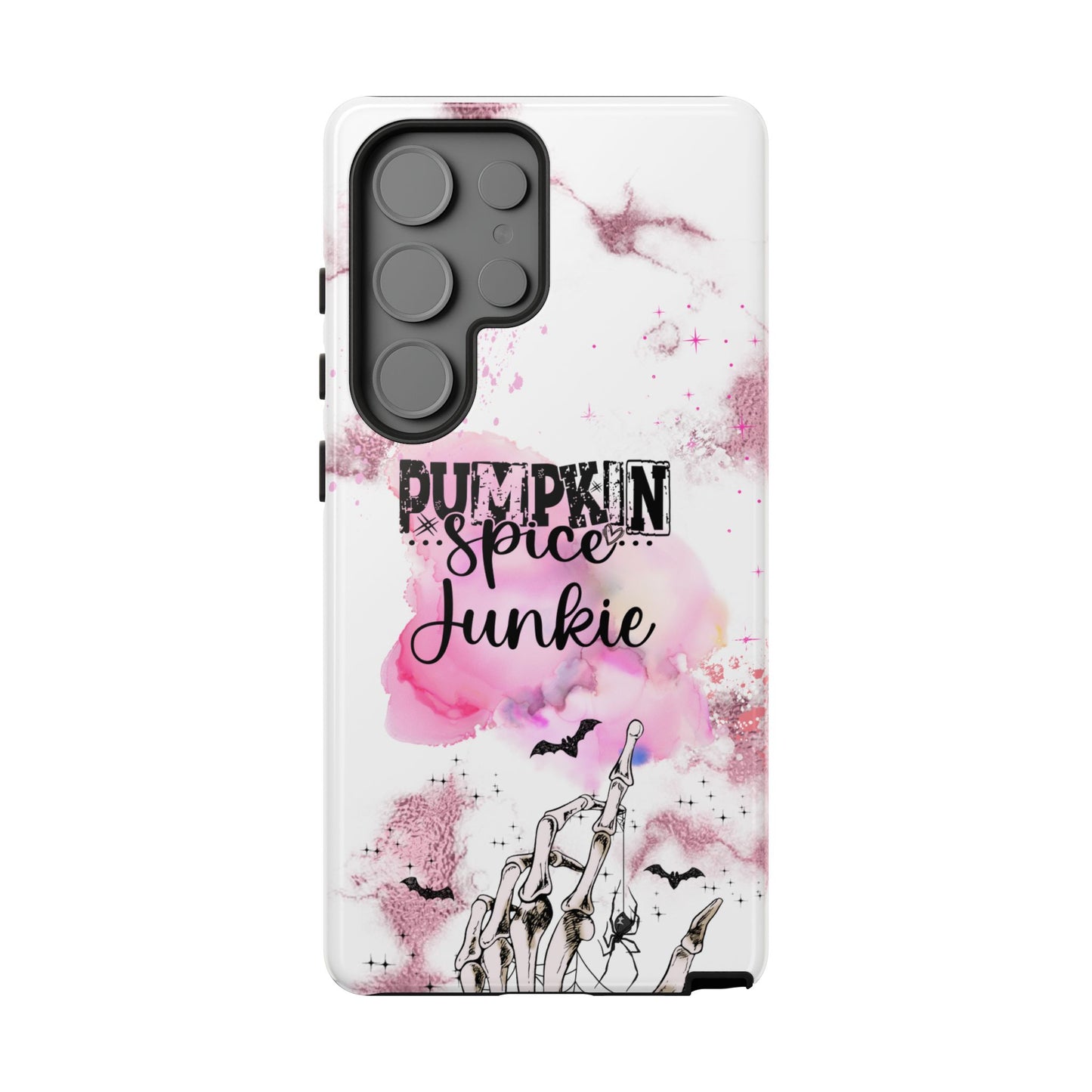 Pumpkin Spice Junkie Phone Case - Fall Aesthetic Cover for iPhone, Samsung & Google Pixel, Skeleton Hand Phone Case, Watercolor Phone Cover, Girly Phone Case