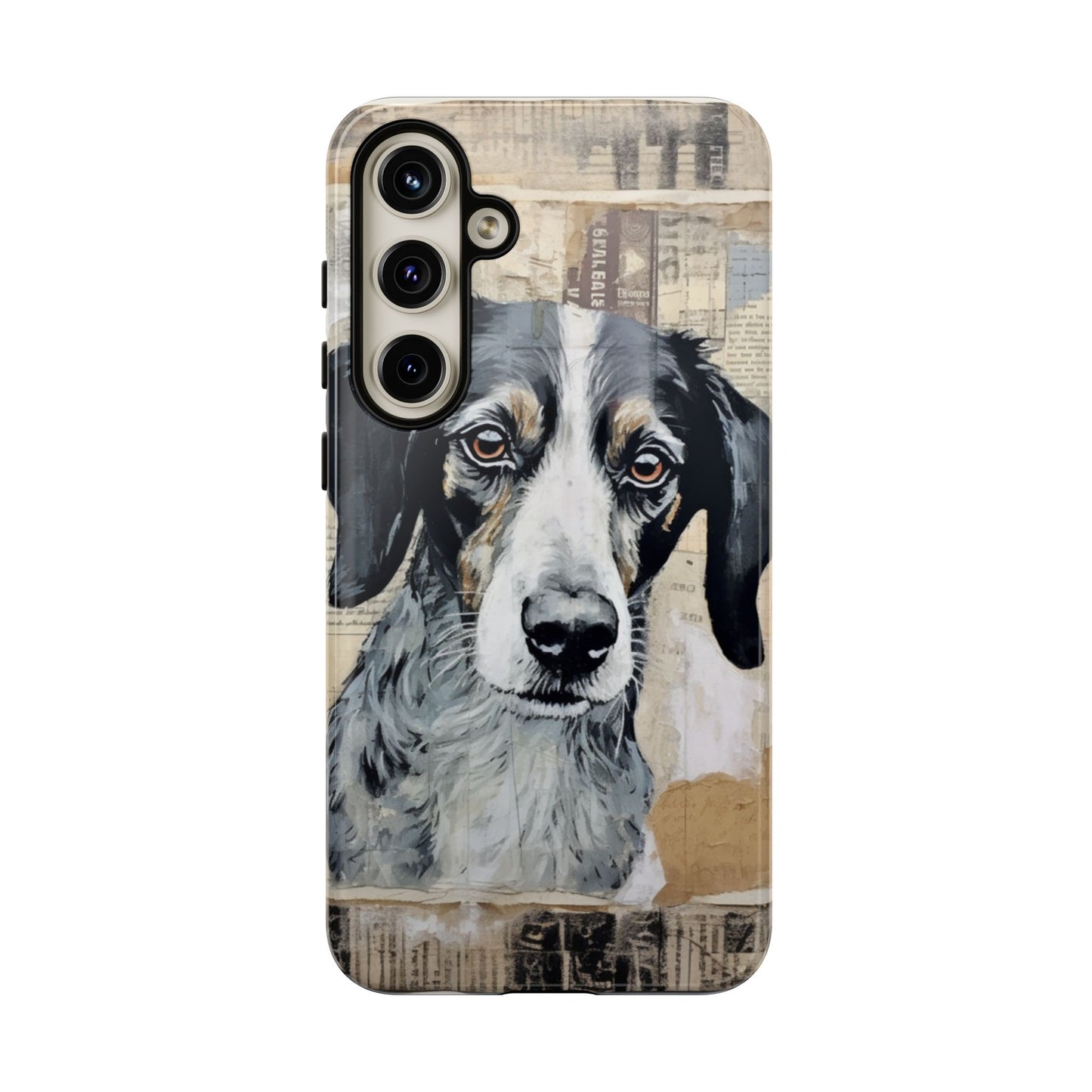 Personalized Rustic Dog Portrait – Vintage Collage Art Style