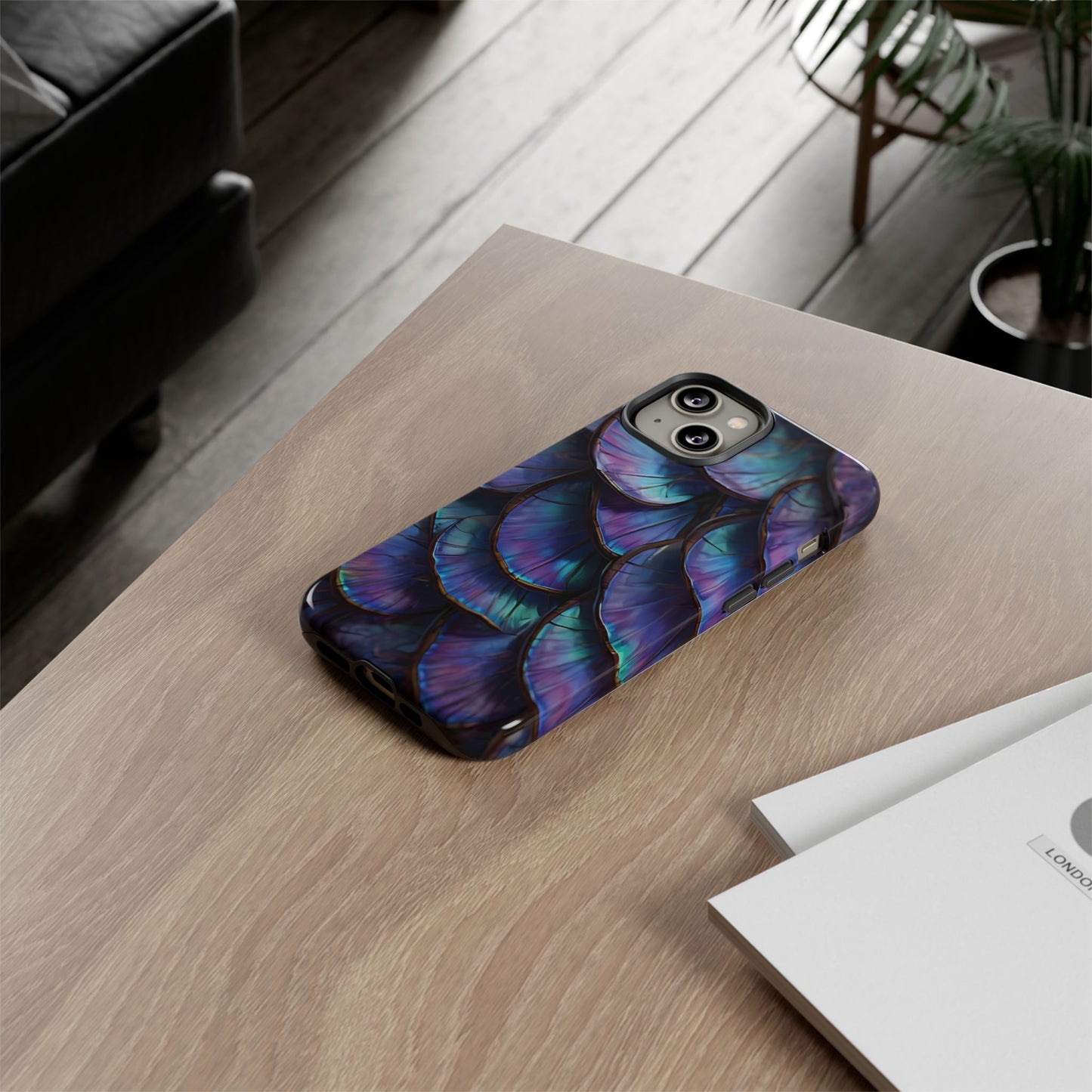 Abstract Macro Shot of Iridescent Butterfly Fish Scales Phone Case Design