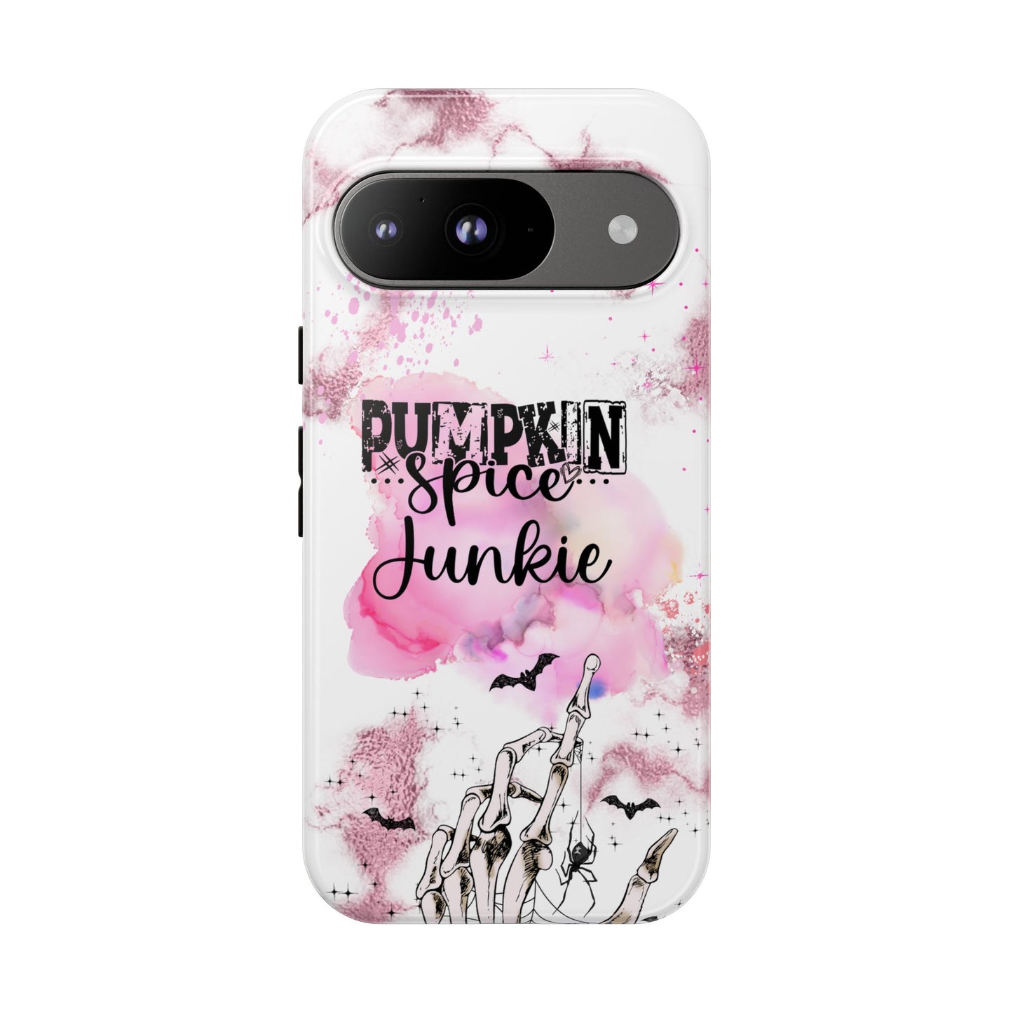 Pumpkin Spice Junkie Phone Case - Fall Aesthetic Cover for iPhone, Samsung & Google Pixel, Skeleton Hand Phone Case, Watercolor Phone Cover, Girly Phone Case