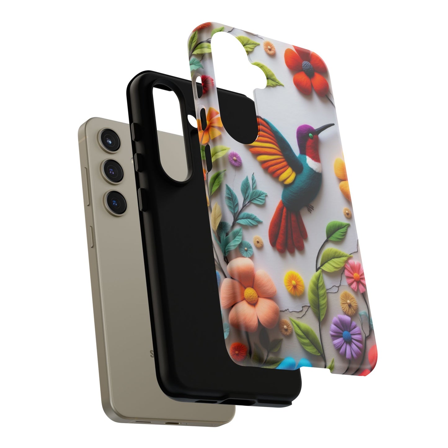 Embroidered Hummingbird with Floral Design | Nature's Elegant Stitch | iPhone 16 Pro