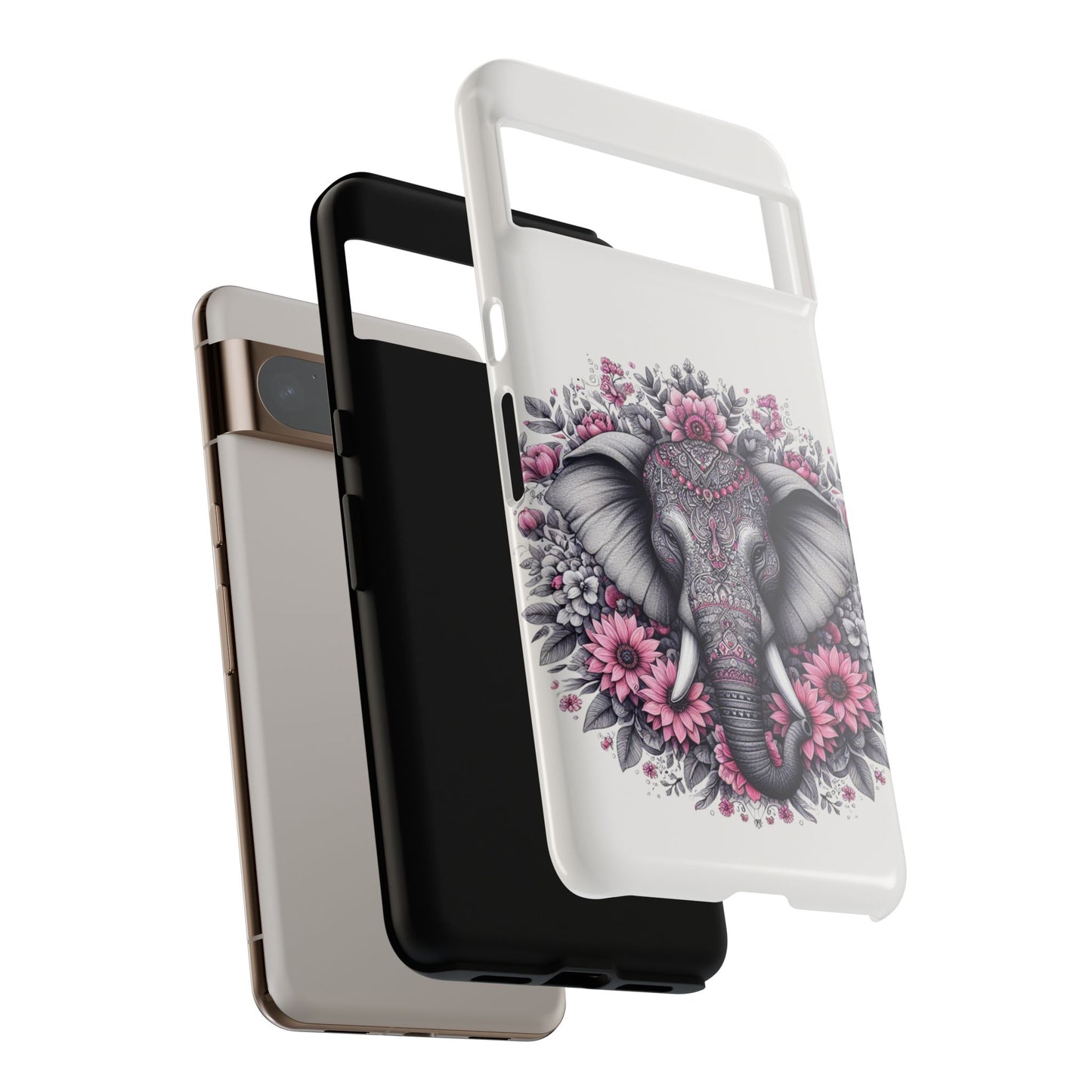 Intricate Floral Elephant Mobile Cover – Mandala-Inspired Boho Art