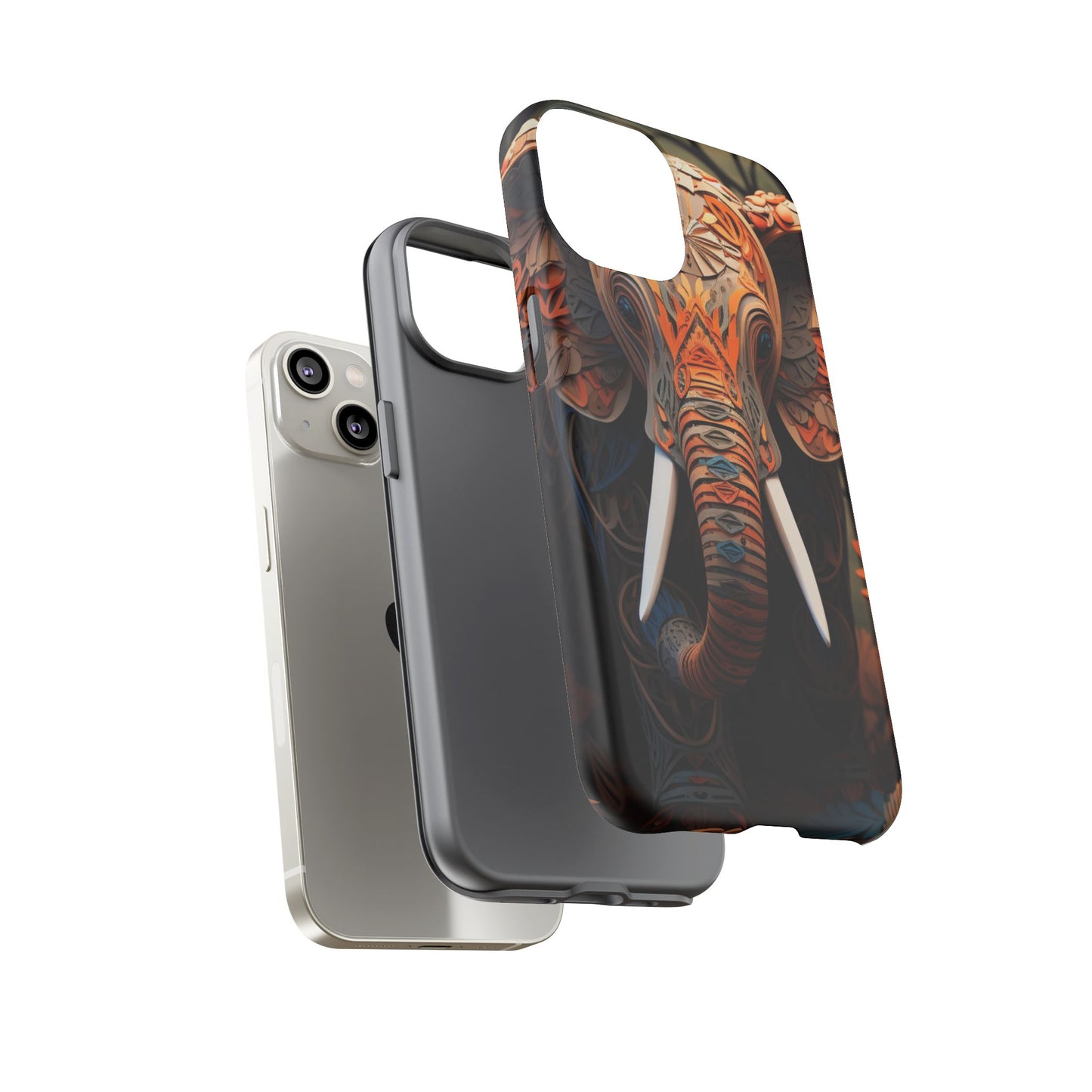 Elegant Artistic Elephant Mobile Cover – Intricate Paper-Cut Design