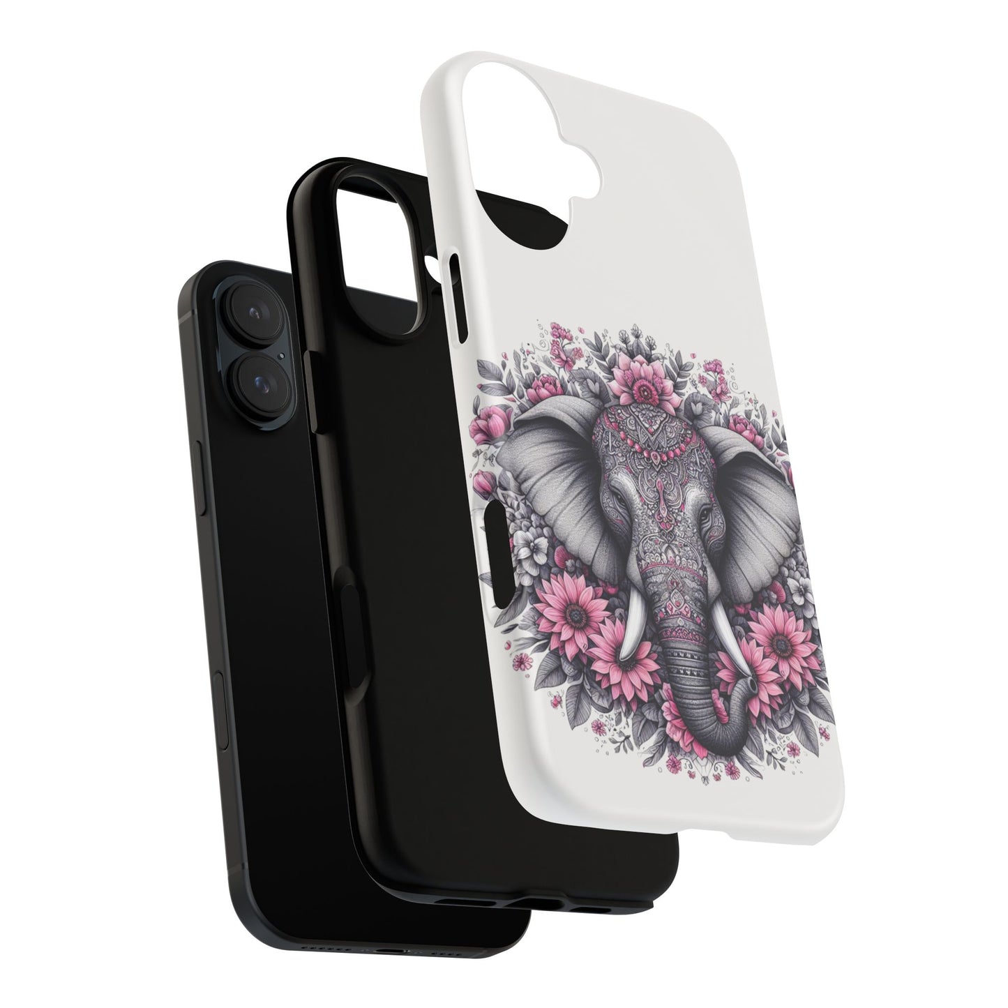 Intricate Floral Elephant Mobile Cover – Mandala-Inspired Boho Art