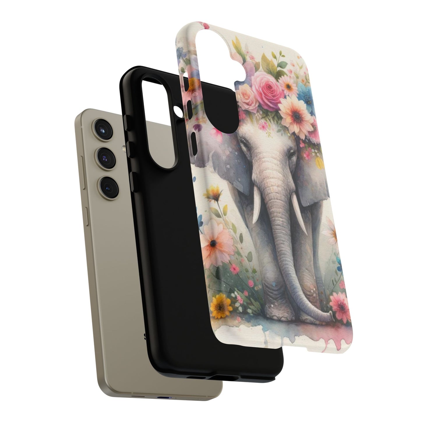 Watercolor Floral Elephant Mobile Cover – Dreamy Artistic Design