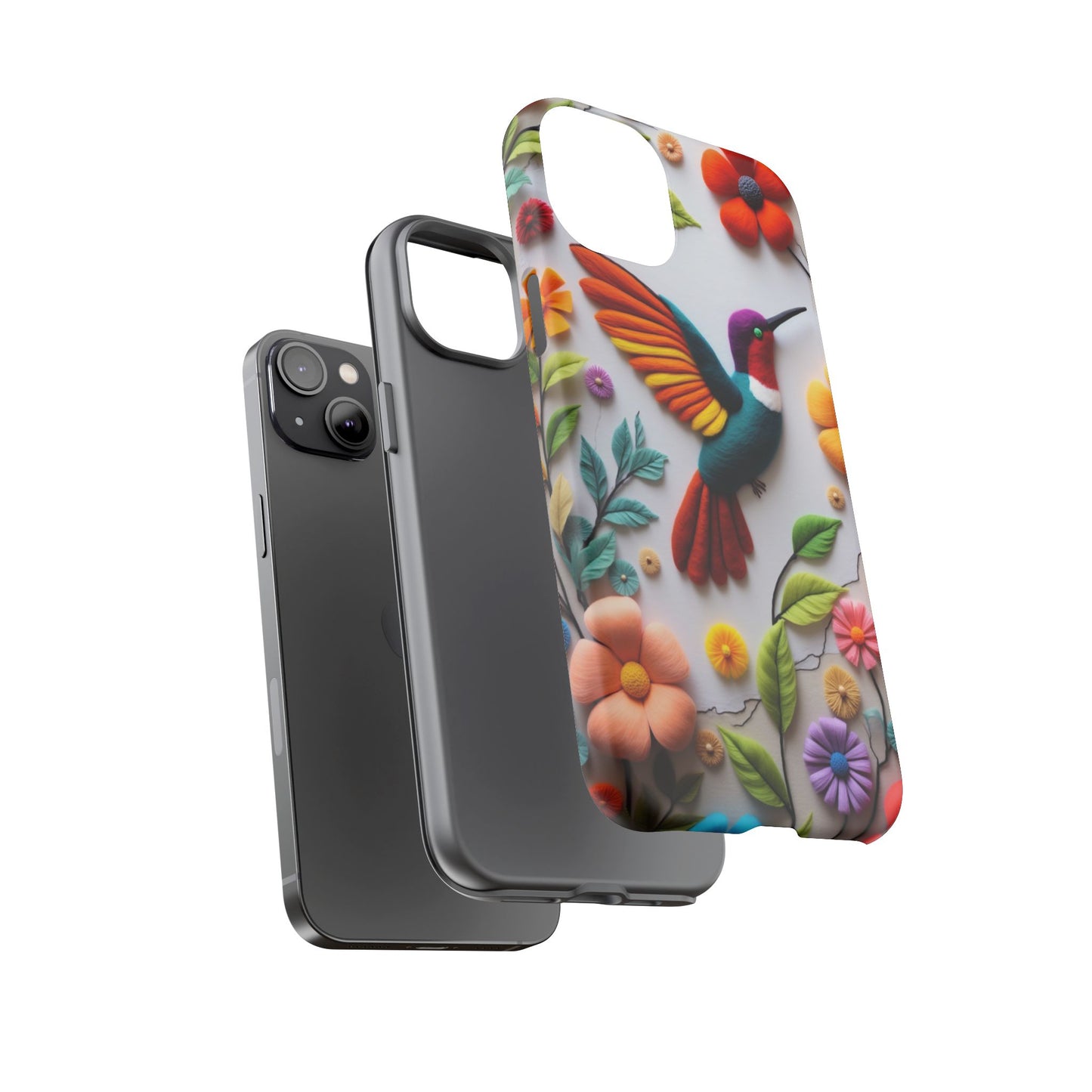 Embroidered Hummingbird with Floral Design | Nature's Elegant Stitch | iPhone 16 Pro