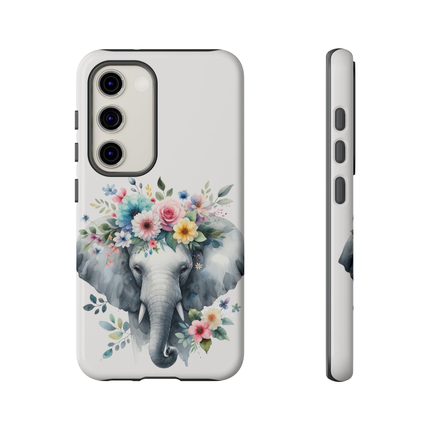 Floral Crown Elephant Mobile Cover – Elegant Watercolor Art