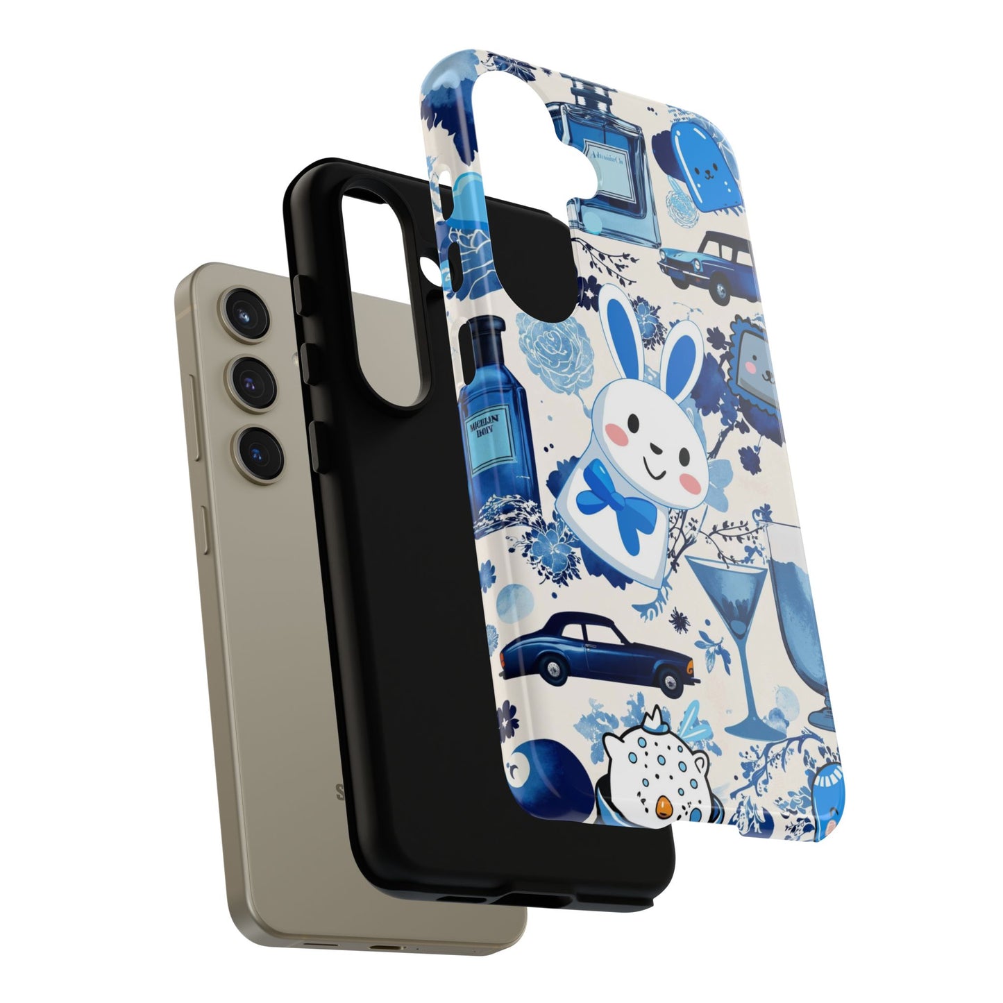 Blue Bunny & Car Themed Phone Case