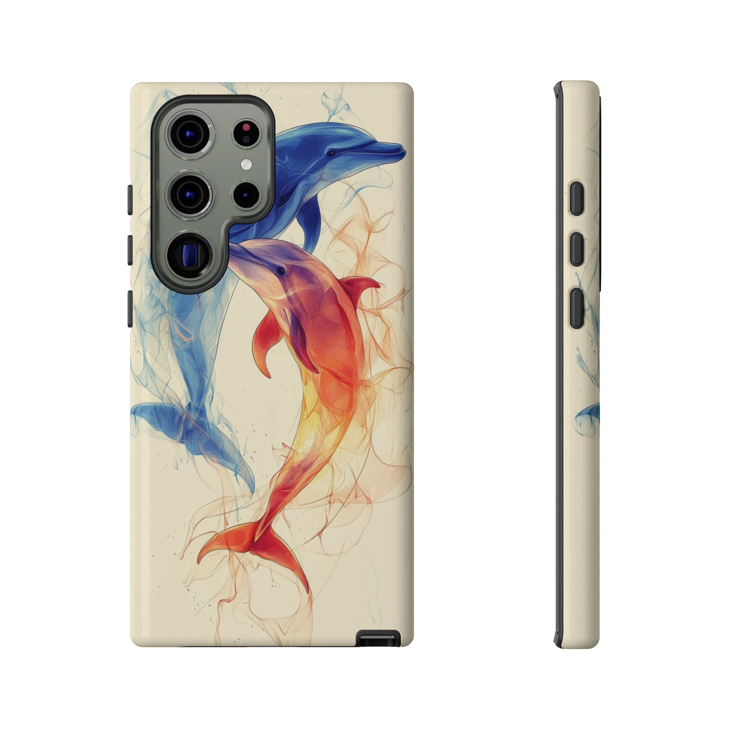 Elemental Dolphins: Fire & Water Fusion Phone Case for iPhone, Samsung & Pixel