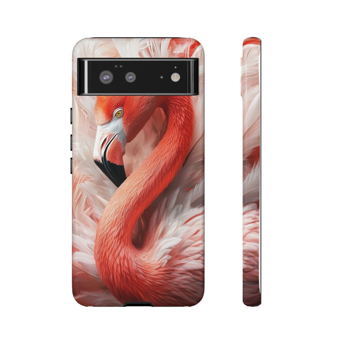 Elegant Flamingo Feather Phone Case for iPhone, Samsung & Google Pixel