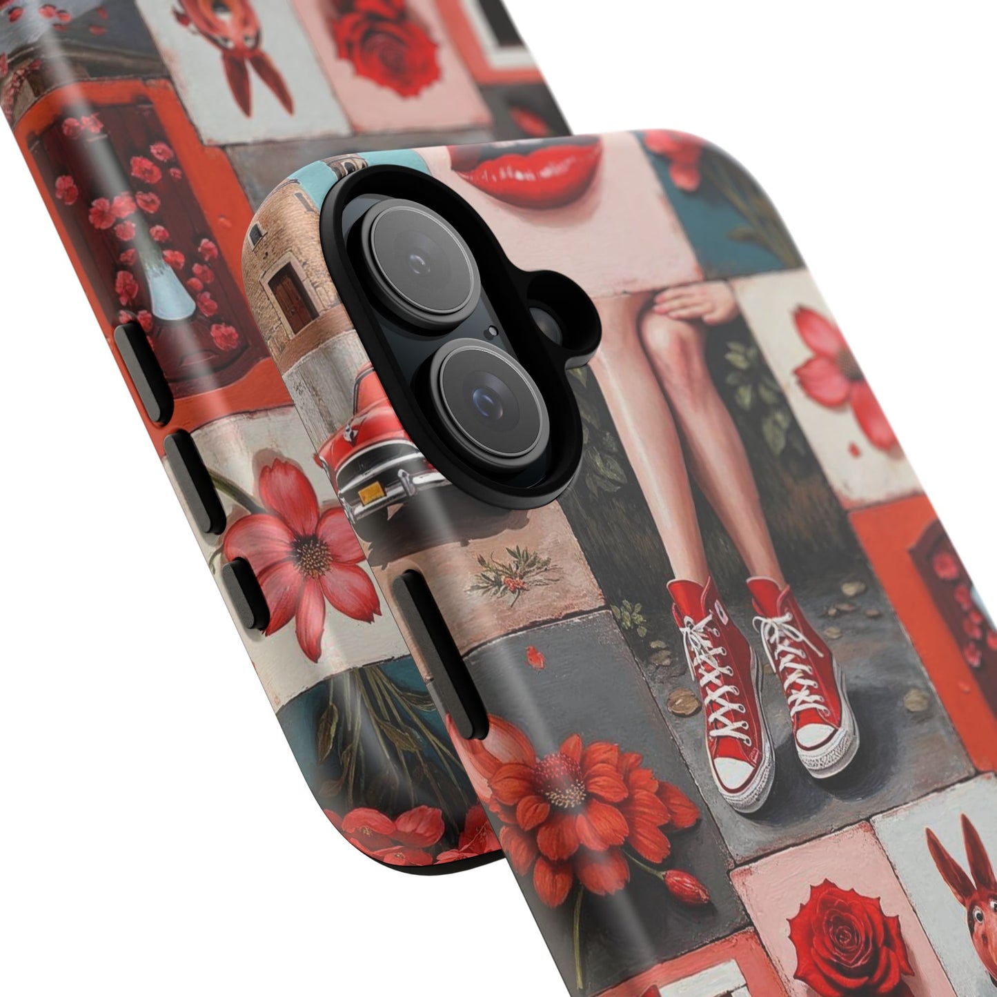Red Sneakers & Roses Collage Phone Case