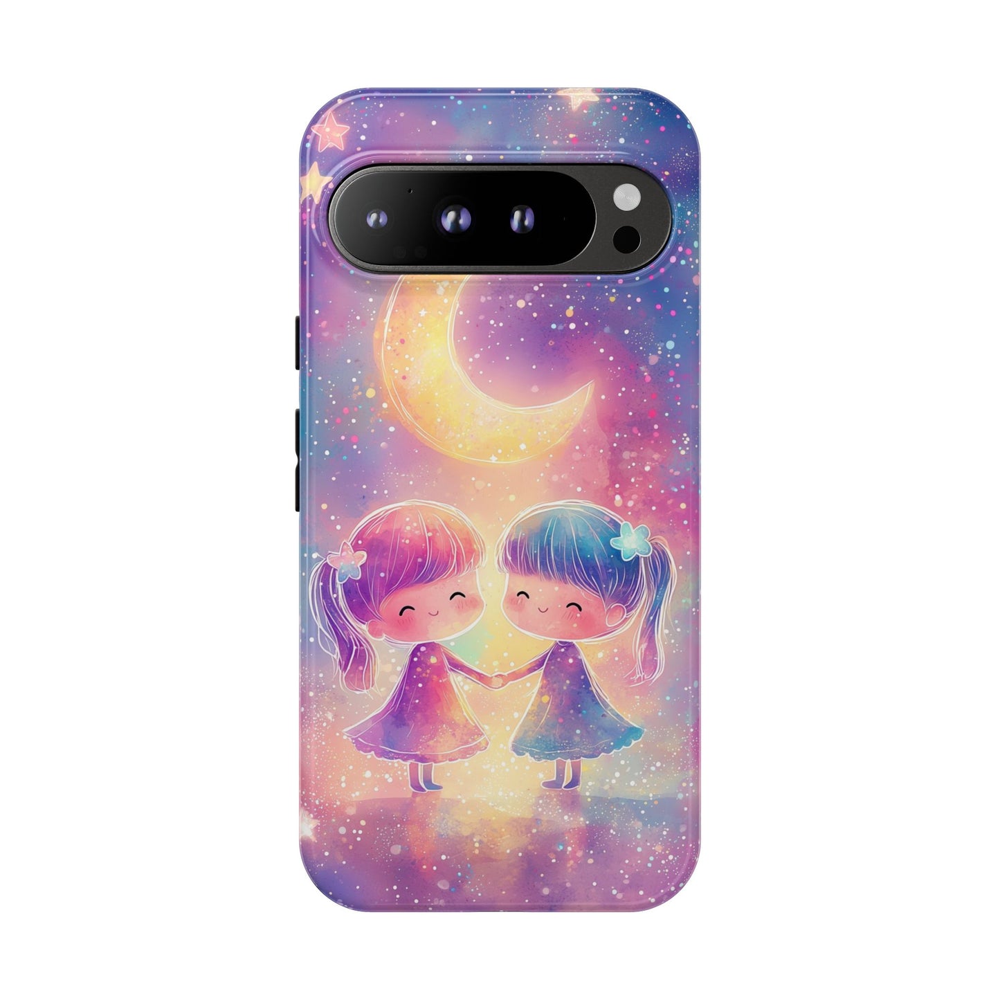 Moonlit Friendship Galaxy Phone Case for iPhone, Samsung, Google Pixel