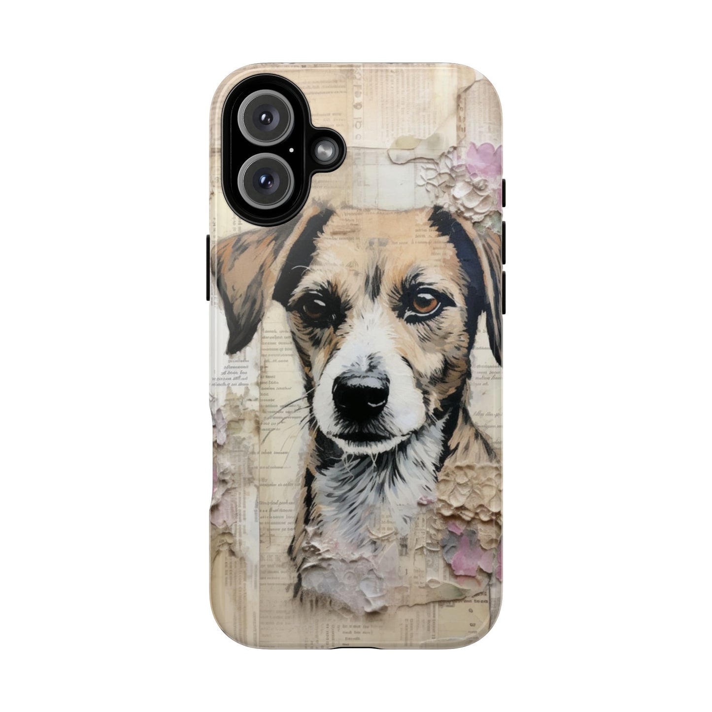 Vintage Collage Dog Portrait Mobile Cover – Artistic Mixed Media Design