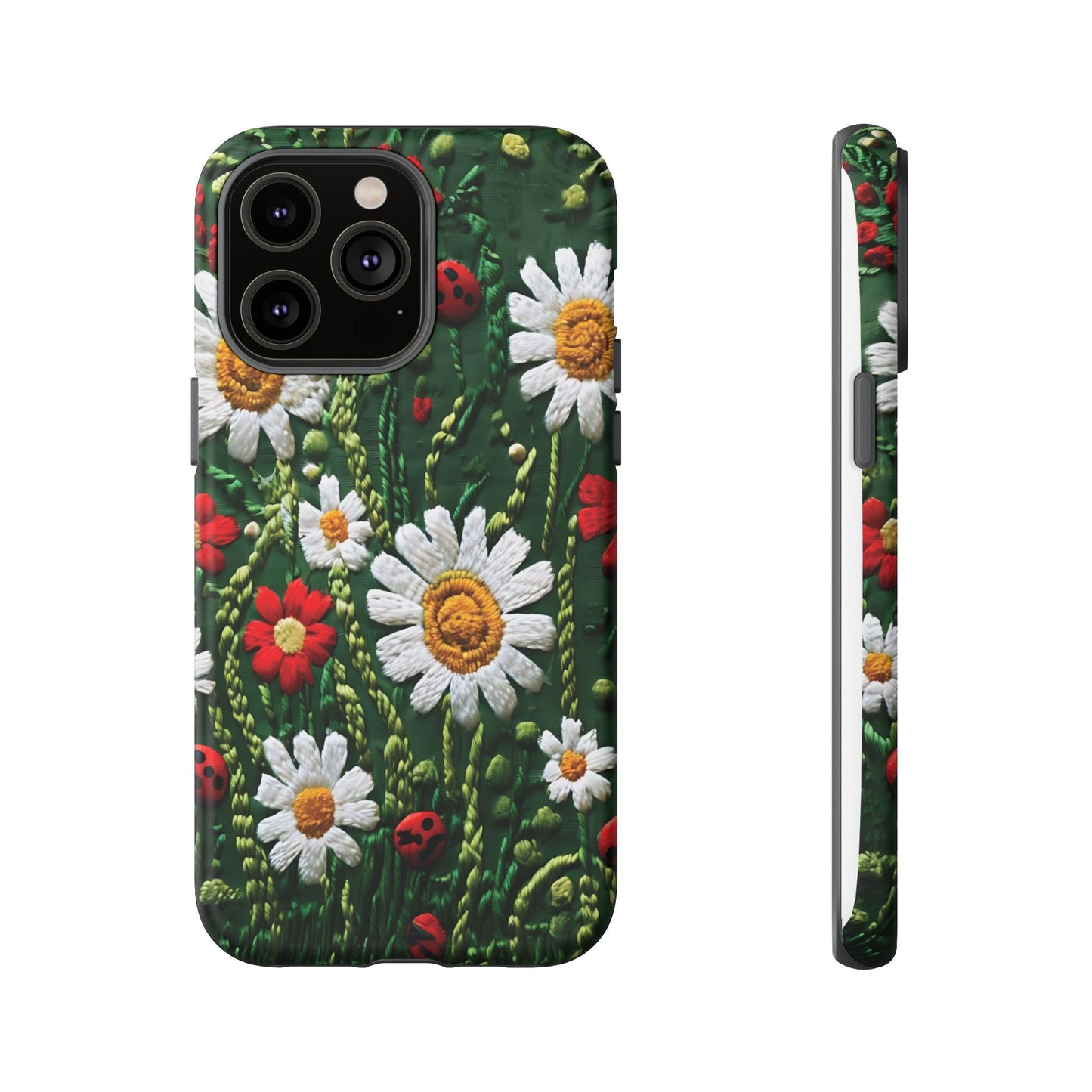 Knitted Pattern With Diamonds And Festive Motifs On Navy phone case design.
