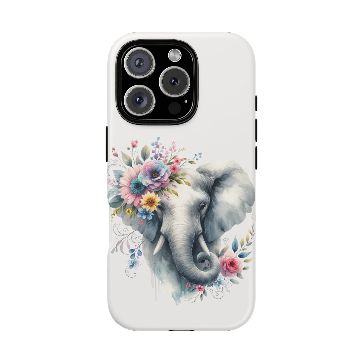 Floral Elephant Mobile Cover – Elegant Watercolor Art