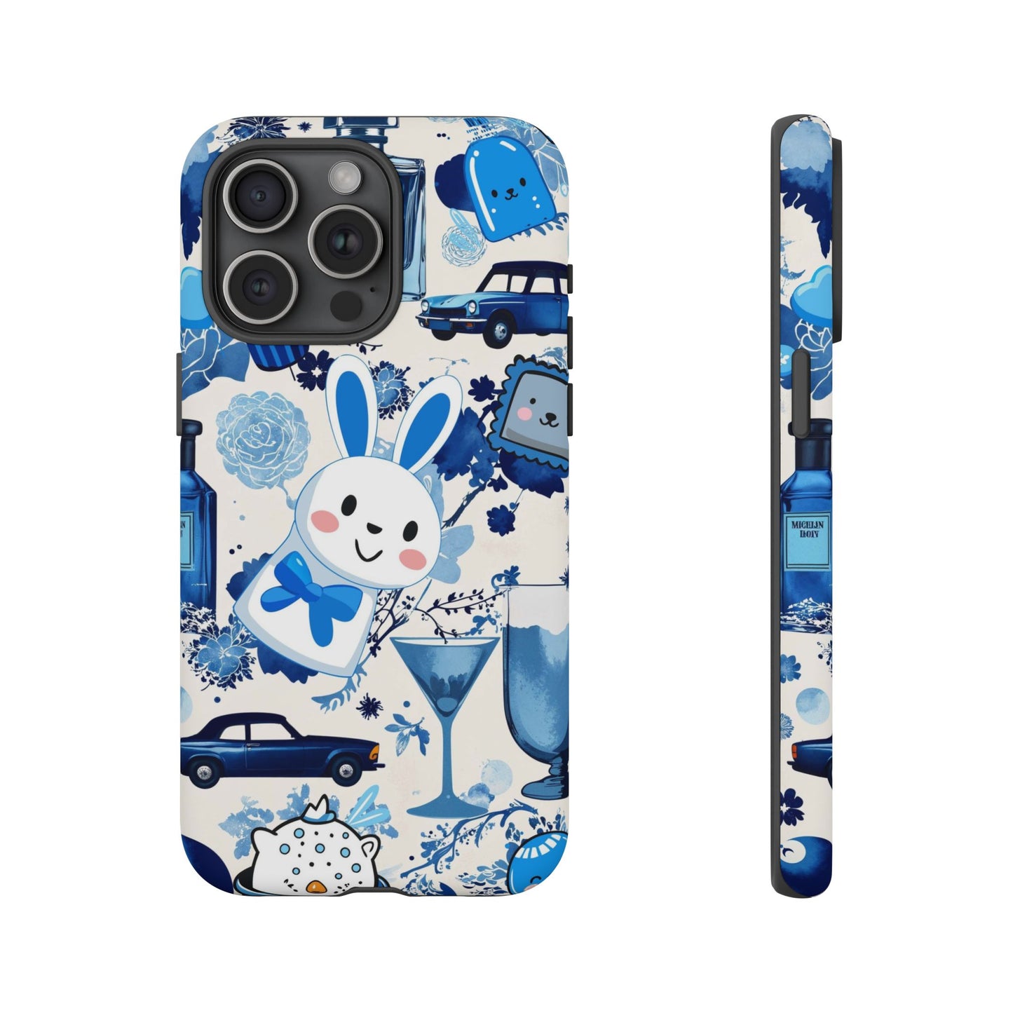 Blue Bunny & Car Themed Phone Case