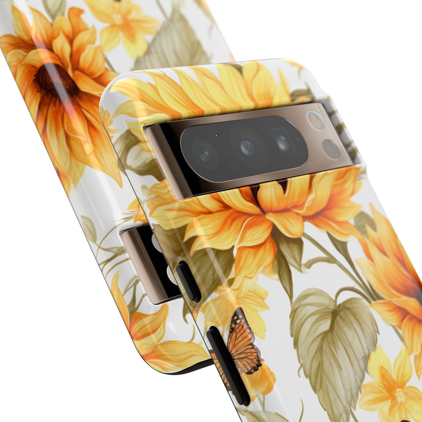 Golden Sunflower & Butterfly Phone Case – Warm & Elegant