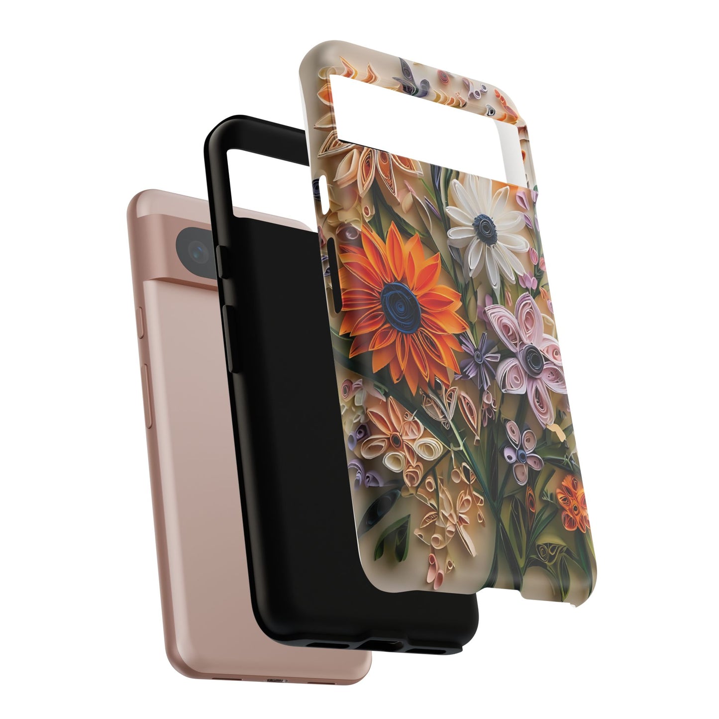 Intricate Quilled Floral Artwork In Vibrant Colors phone case design.