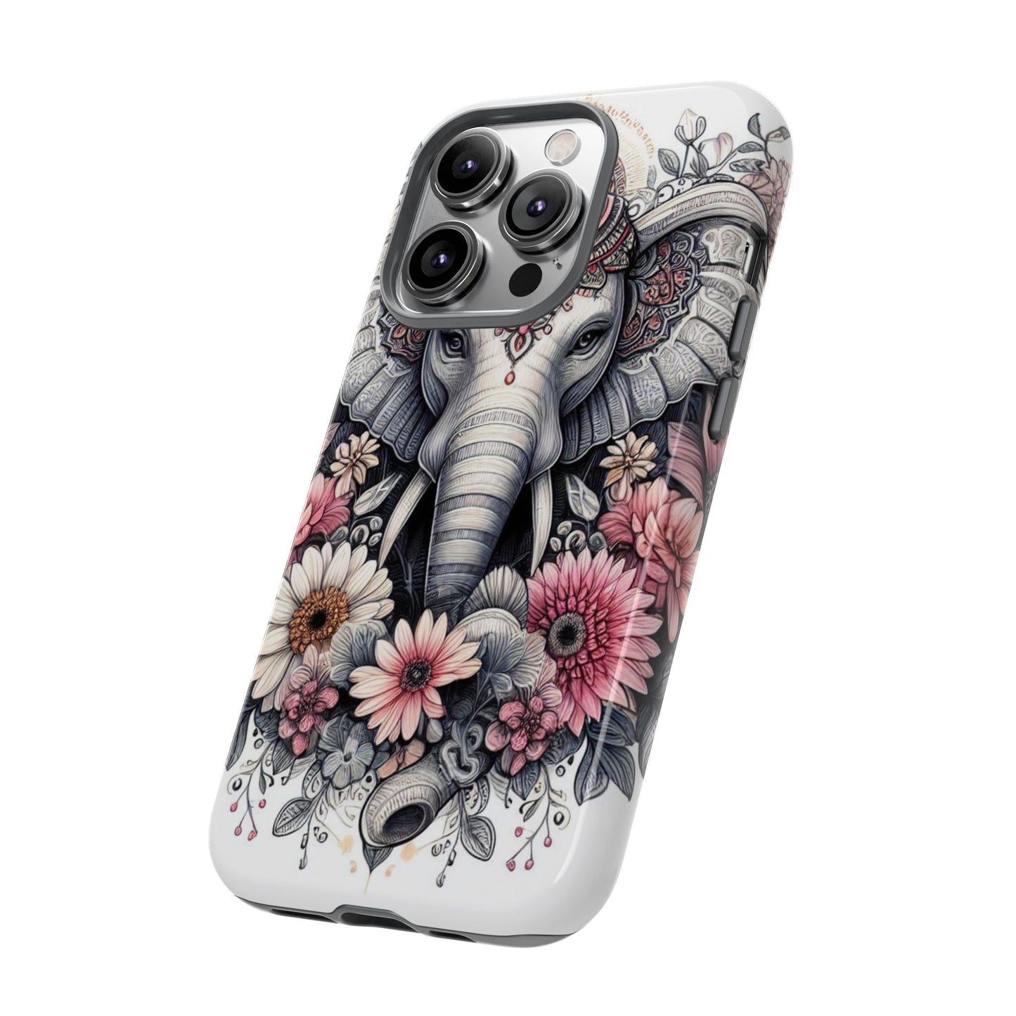 Royal Elephant Mandala Phone Case – Intricate Bohemian Floral Design