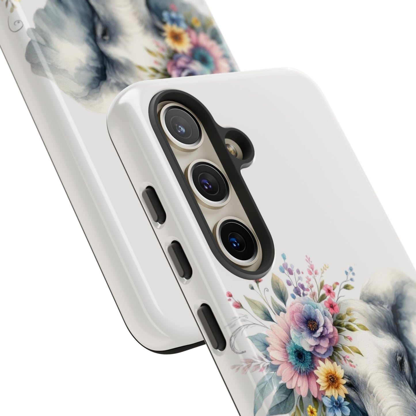 Floral Elephant Mobile Cover – Elegant Watercolor Art