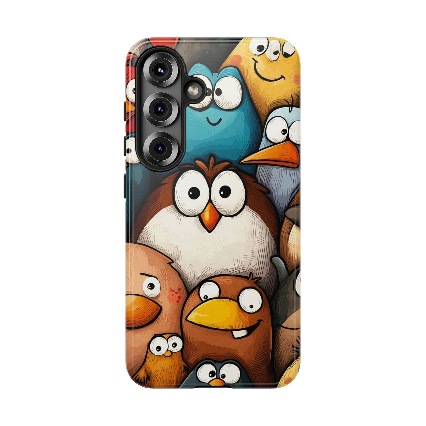 Quirky Bird Squad Anime Phone Case for iPhone, Samsung, Google Pixel
