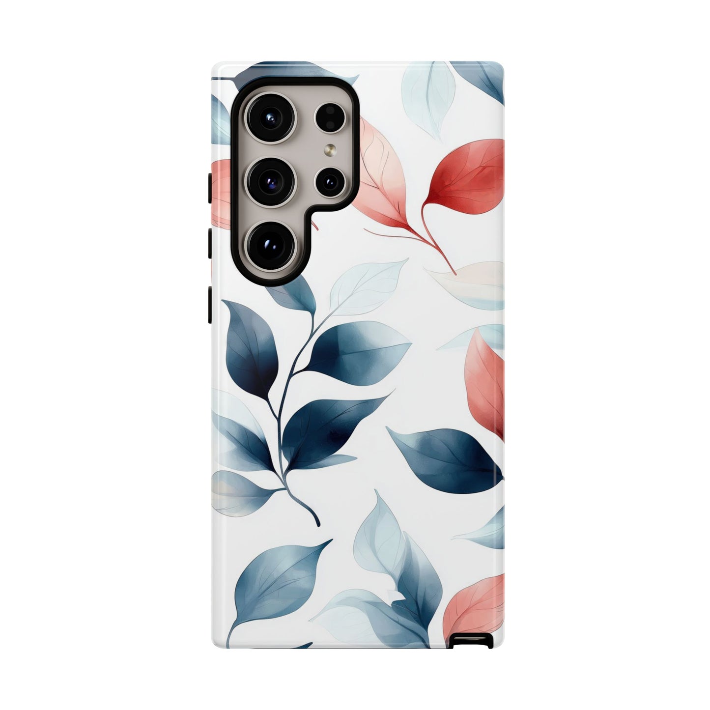 Blush & Blue Botanical Leaves Phone Case | Soft Nature-Inspired Design for iPhone, Pixel & Samsung