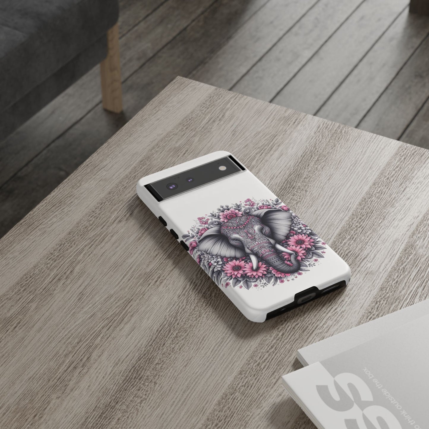 Intricate Floral Elephant Mobile Cover – Mandala-Inspired Boho Art