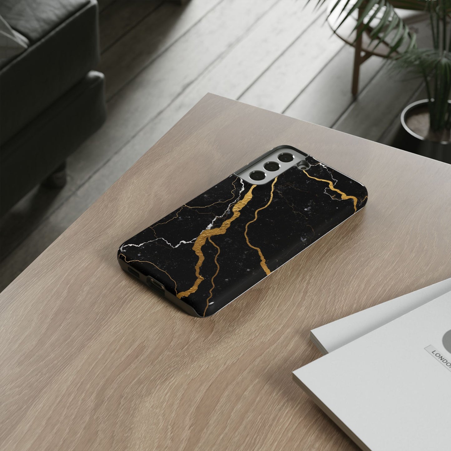 Black & Gold Marble Design Illustration Design Phone Case
