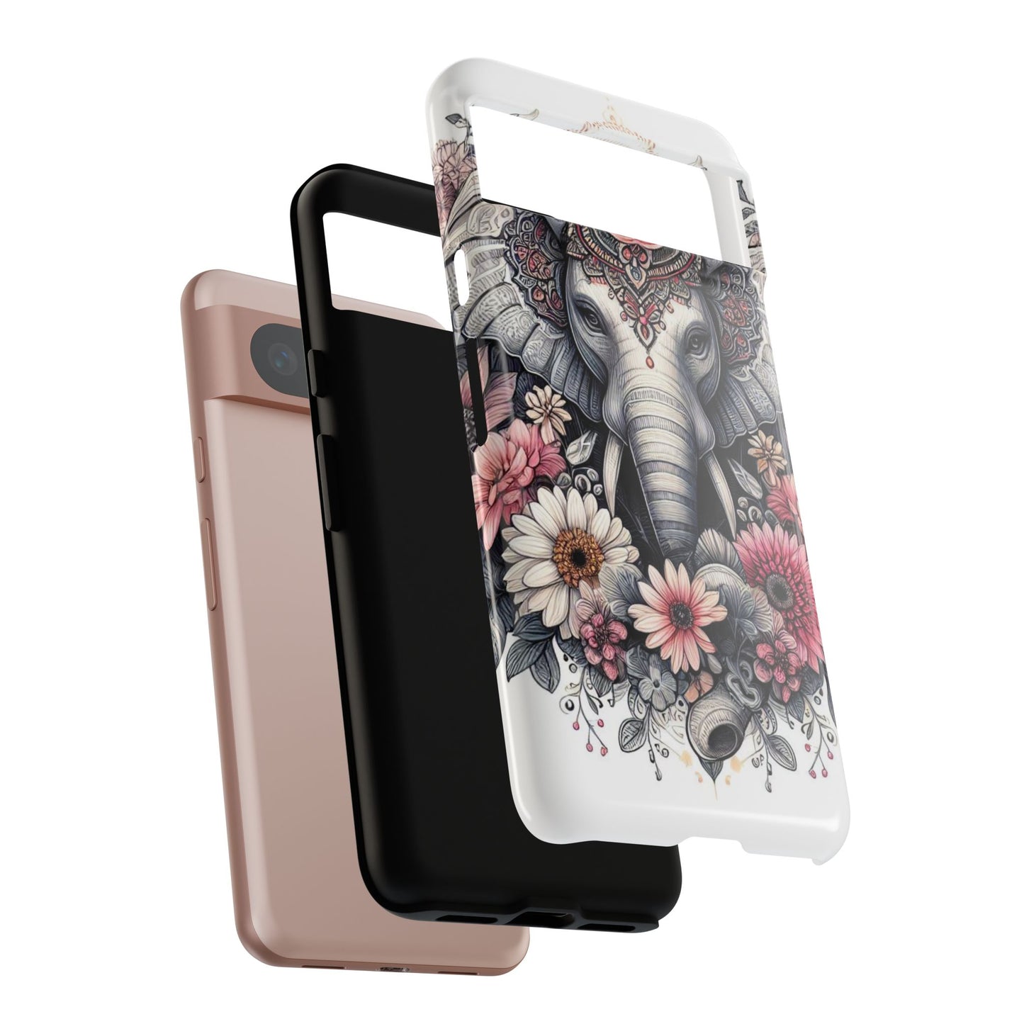 Royal Elephant Mandala Phone Case – Intricate Bohemian Floral Design
