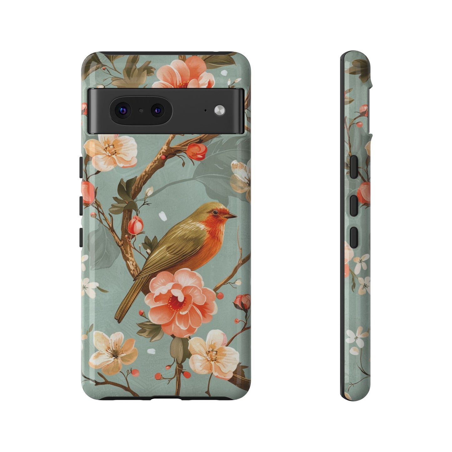Floral Bird Phone Case - Elegant Nature-Inspired Cover for iPhone, Samsung & Google Pixel